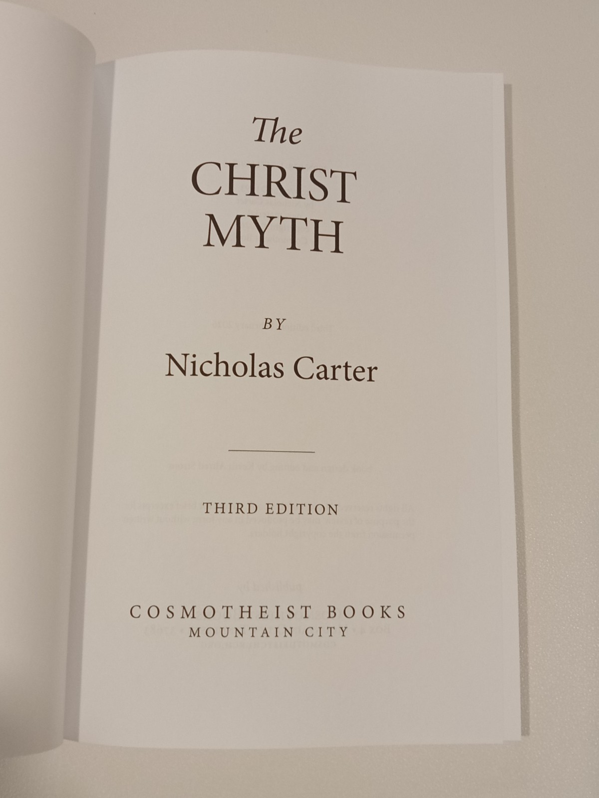Christ Myth by Nicholas Carter PB