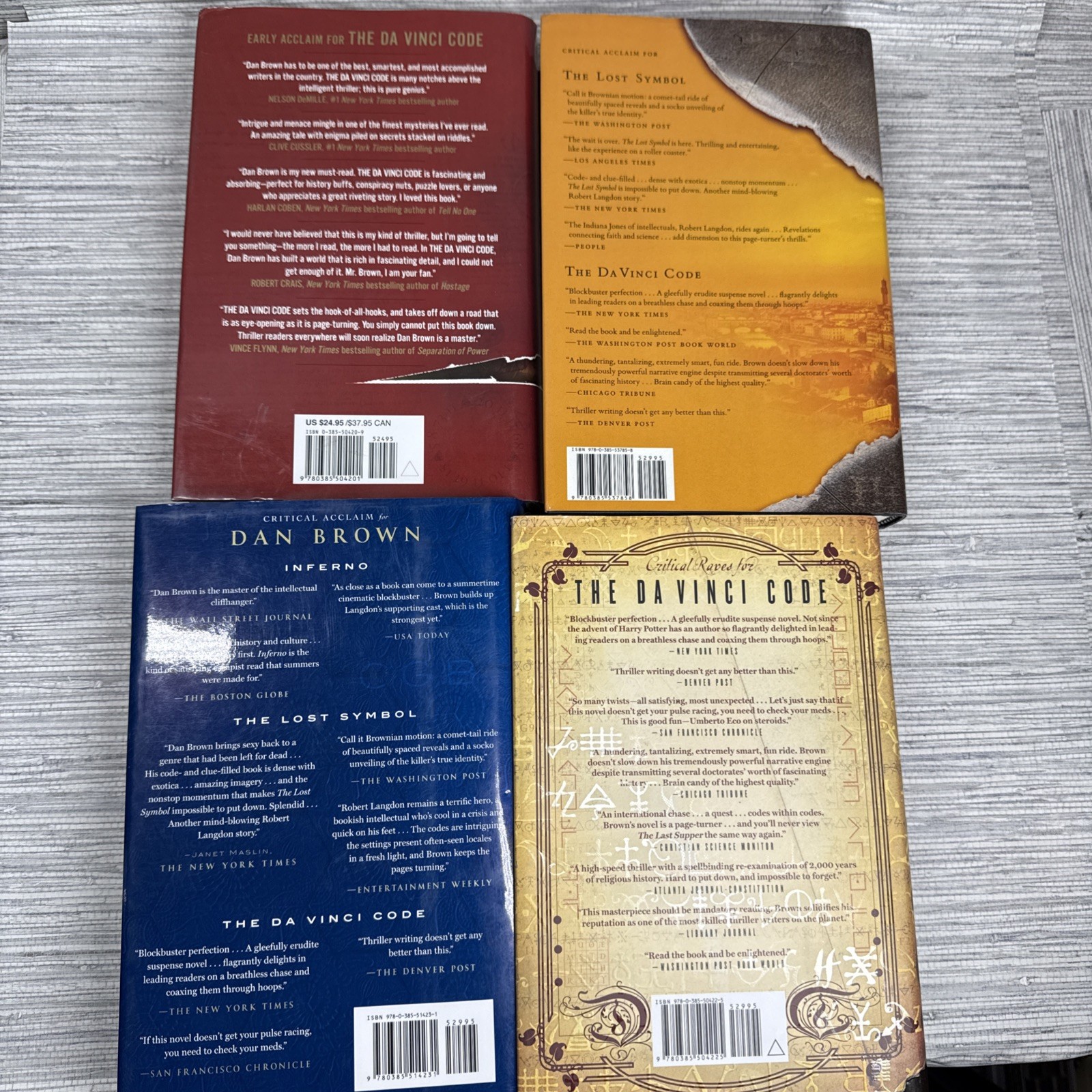 Dan Brown ROBERT LANGDON Series Lot of 4 HARDCOVER Books 1st Edition