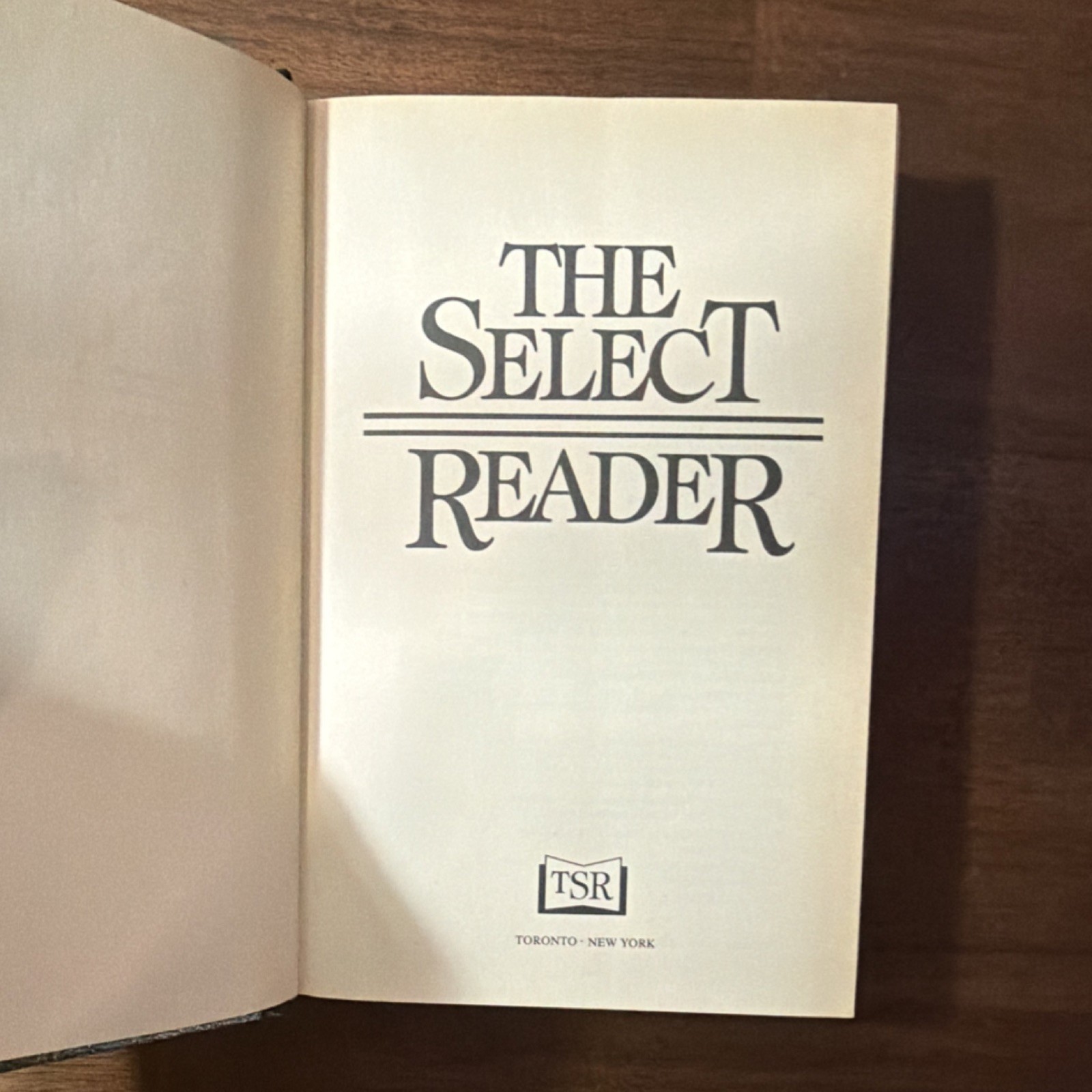 TSR The Select Reader, HC 1986 DJ, Nonfiction True Crime History Travel