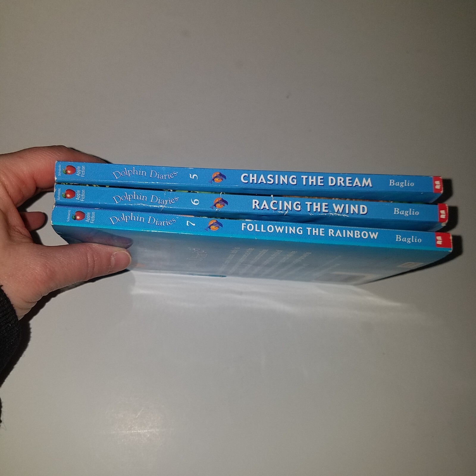 3 Dolphin Diaries Paperback Book Lot Ben M Baglio 5 6 7 Chasing Following Racing