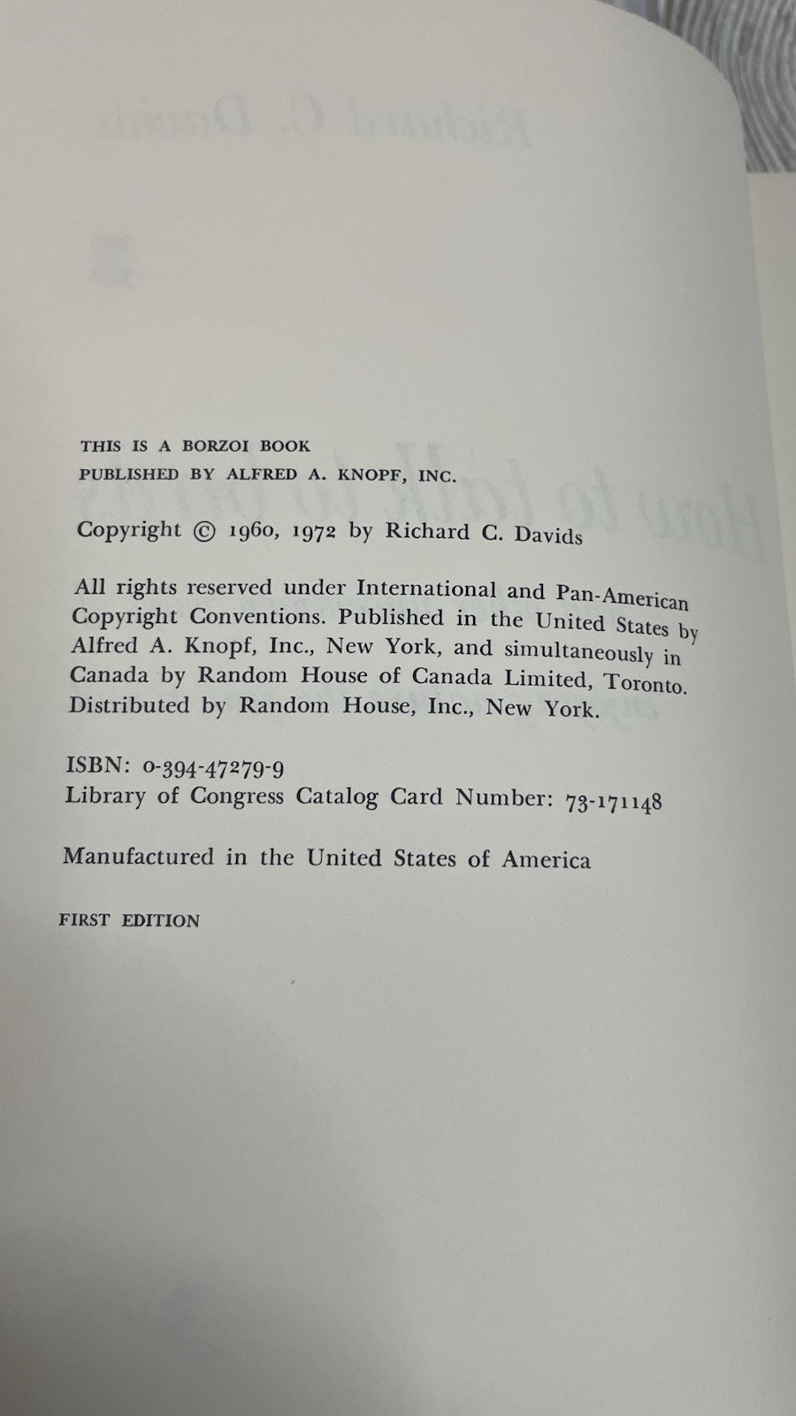 How to Talk to Birds Richard C Davids 1972 HC 1st Edition Bird Guide