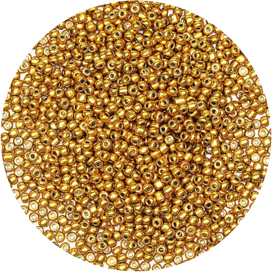 Golden Color 4mm Seed Beads About 1200pcs/100Grams in Bag, 6/0 Glass Craft Beads
