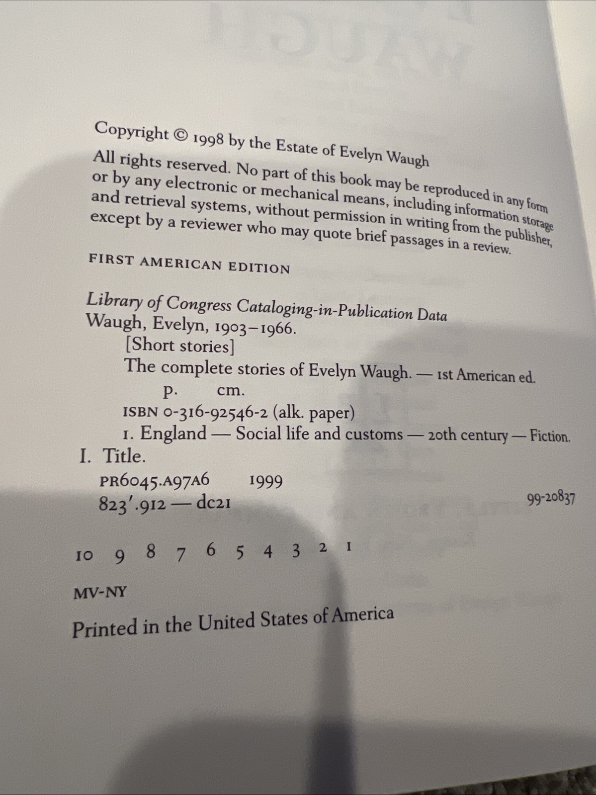 The Complete Stories of Evelyn Waugh; 1st/1st U.S. Edition/Printing zbcs