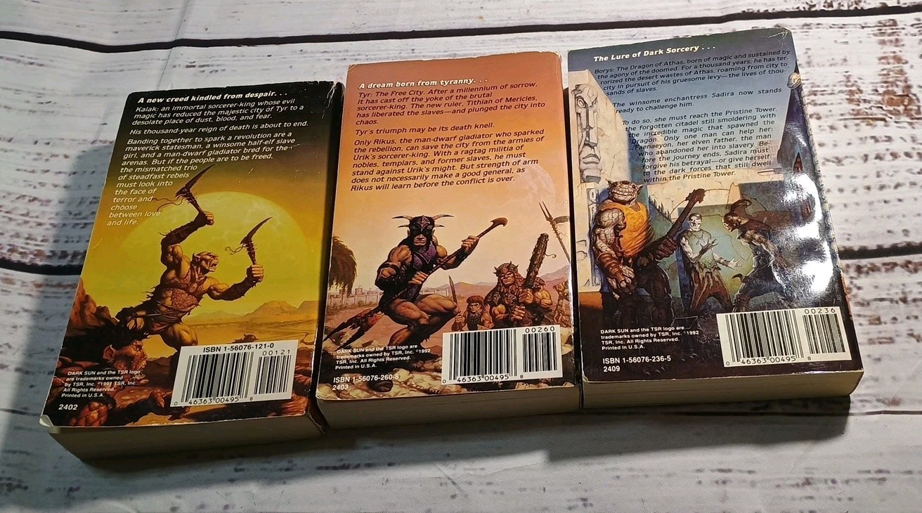 Dark Sun Prism Pentad Books 1-3 Lot Troy Denning D&D RPG Fantasy Novels TSR