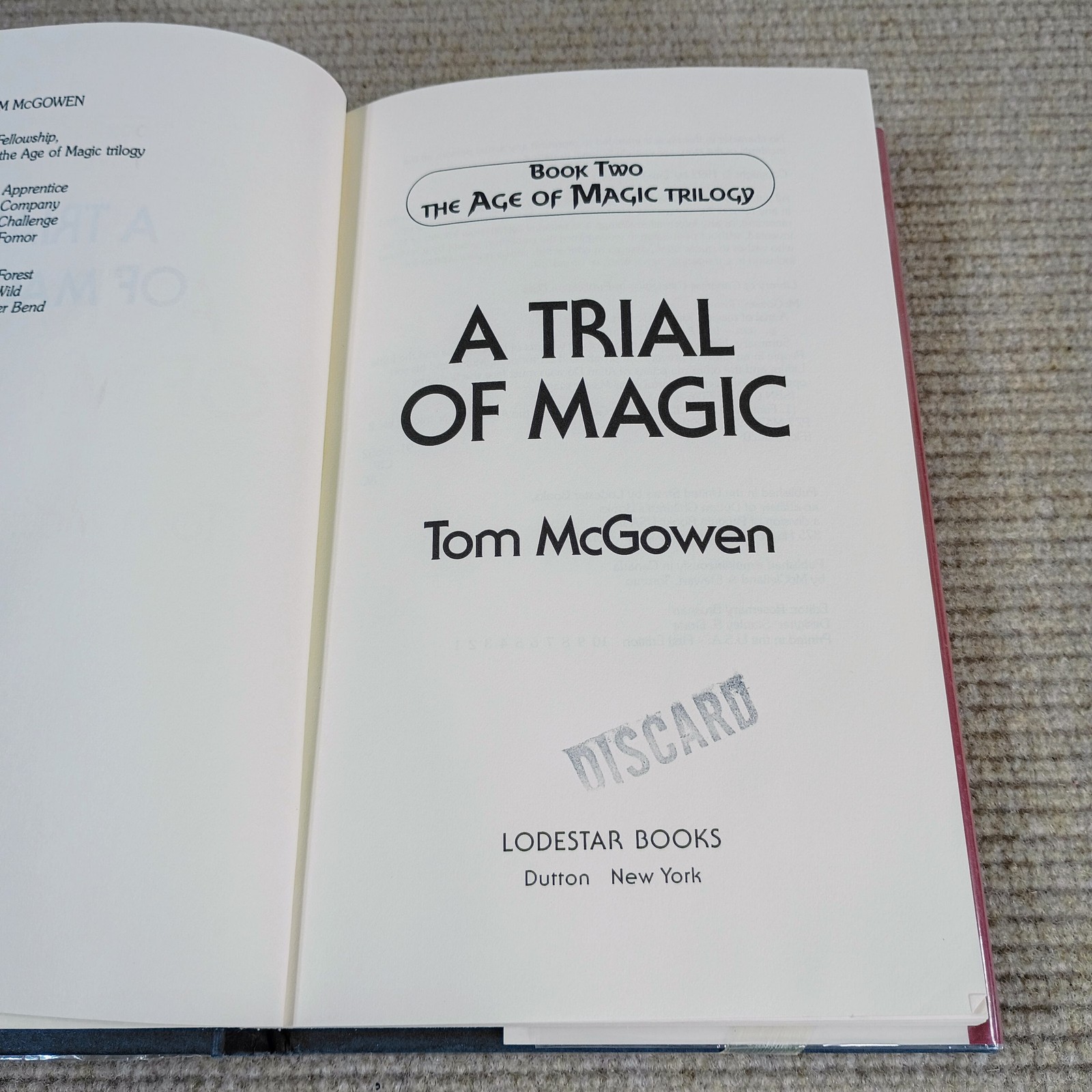 A Trial of Magic by Tom McGowen – The Age of Magic Trilogy Book Two Hardcover