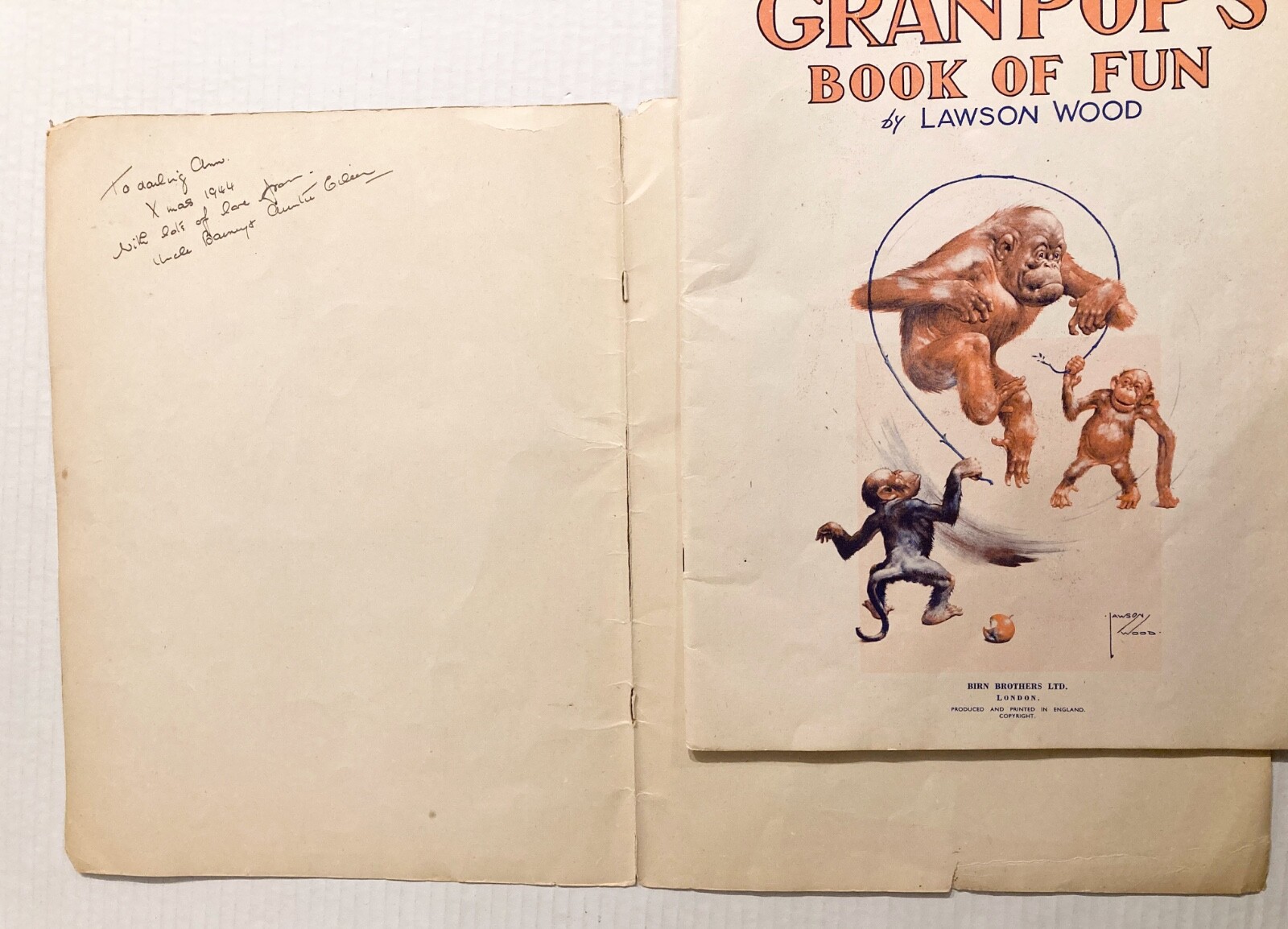 c1940s Lawson Wood Granpops Book of Fun Anthropomorphic Monkey Chimp Ape Animal