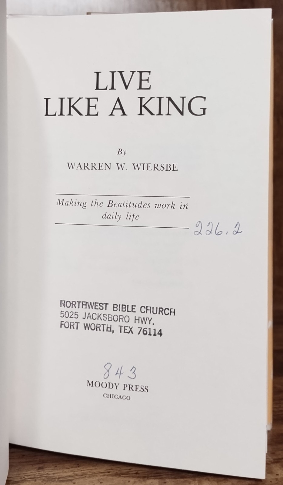 Live Like a King Warren Wiersbe Signed Moody Press 1976 Beatitudes Christian Har