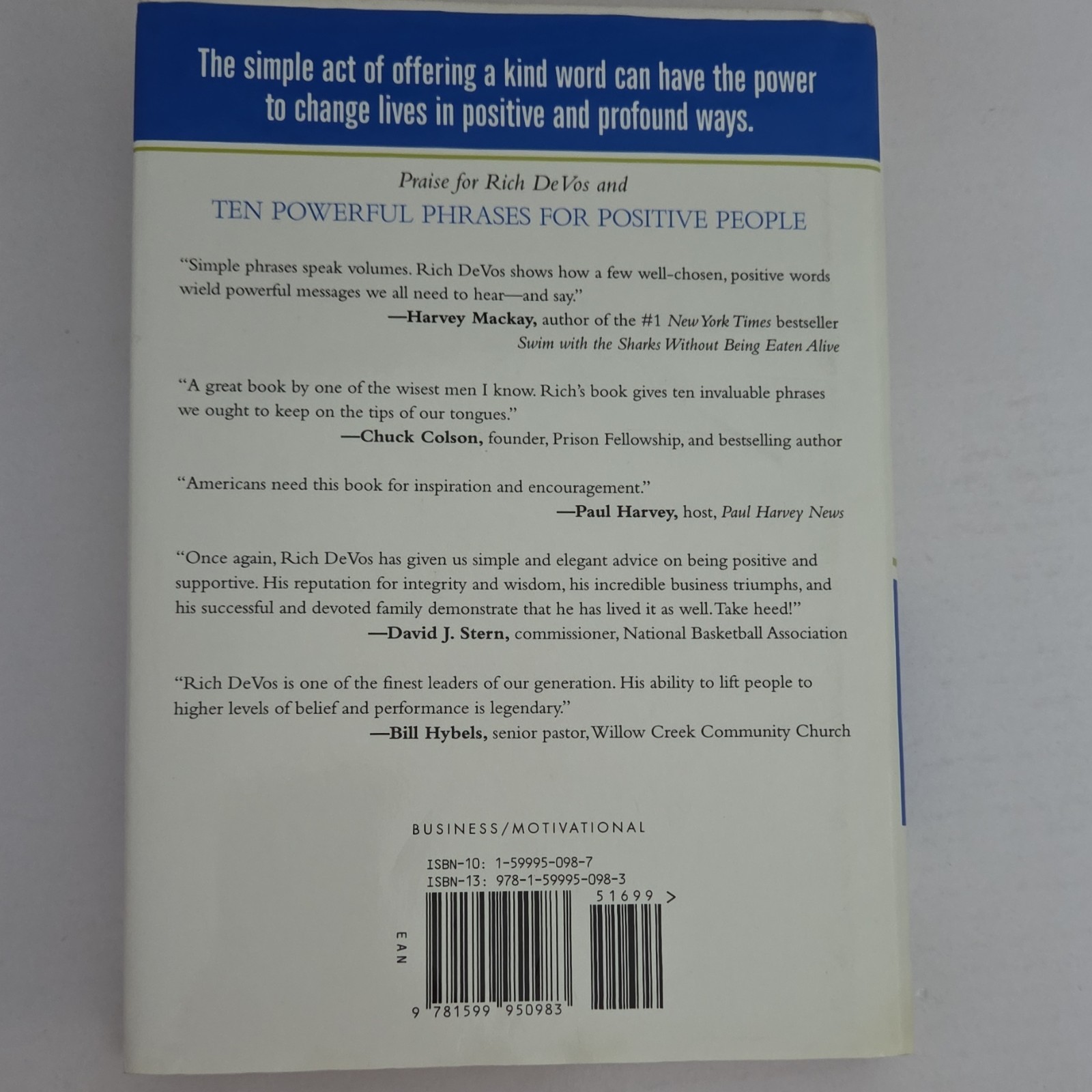 Ten Powerful Phrases Rich DeVos Hardcover Center Street Success Communication