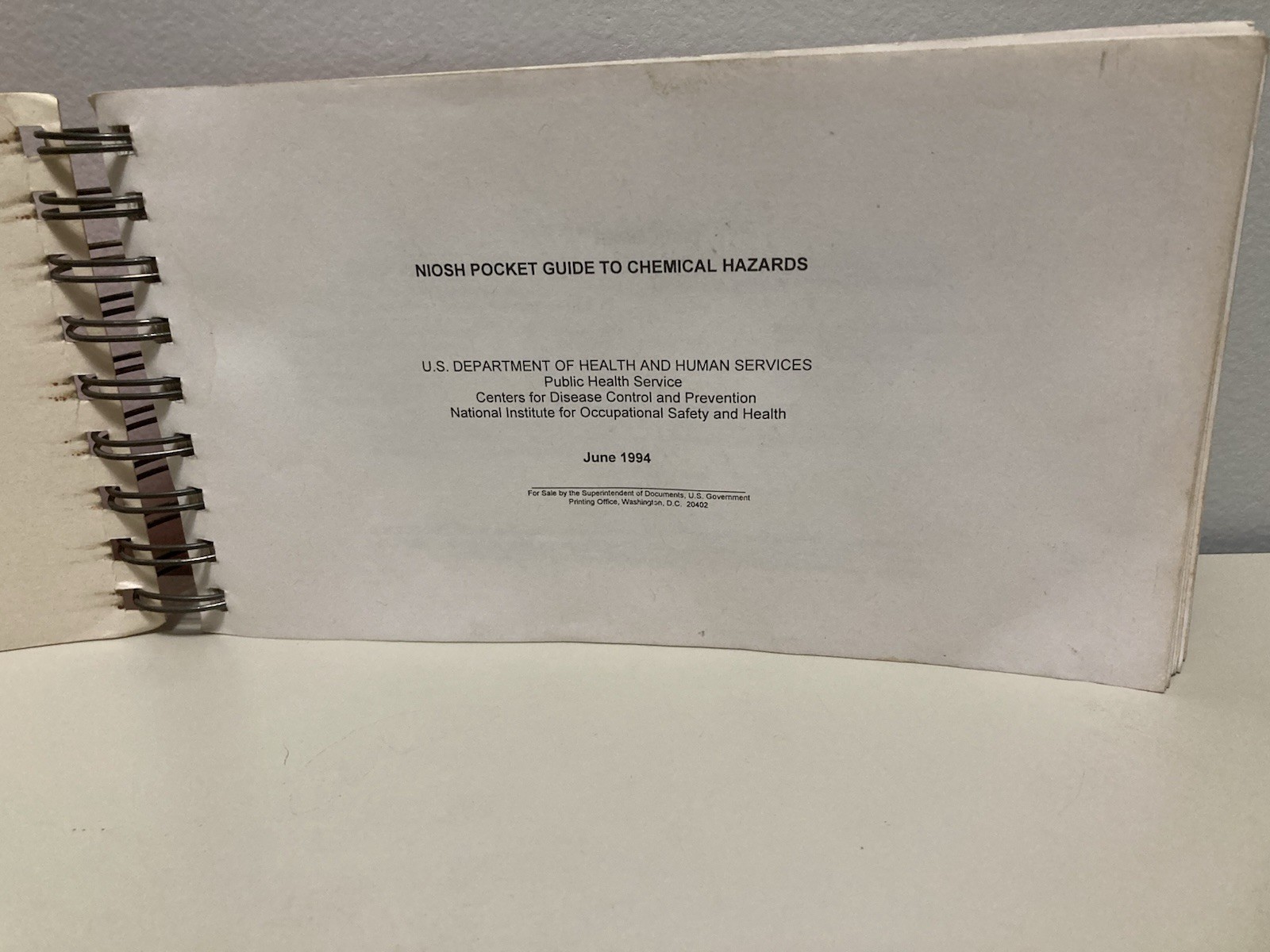 NIOSH Pocket Guide to Chemical Hazards CDC Spiral Bound Book Occupational Safety