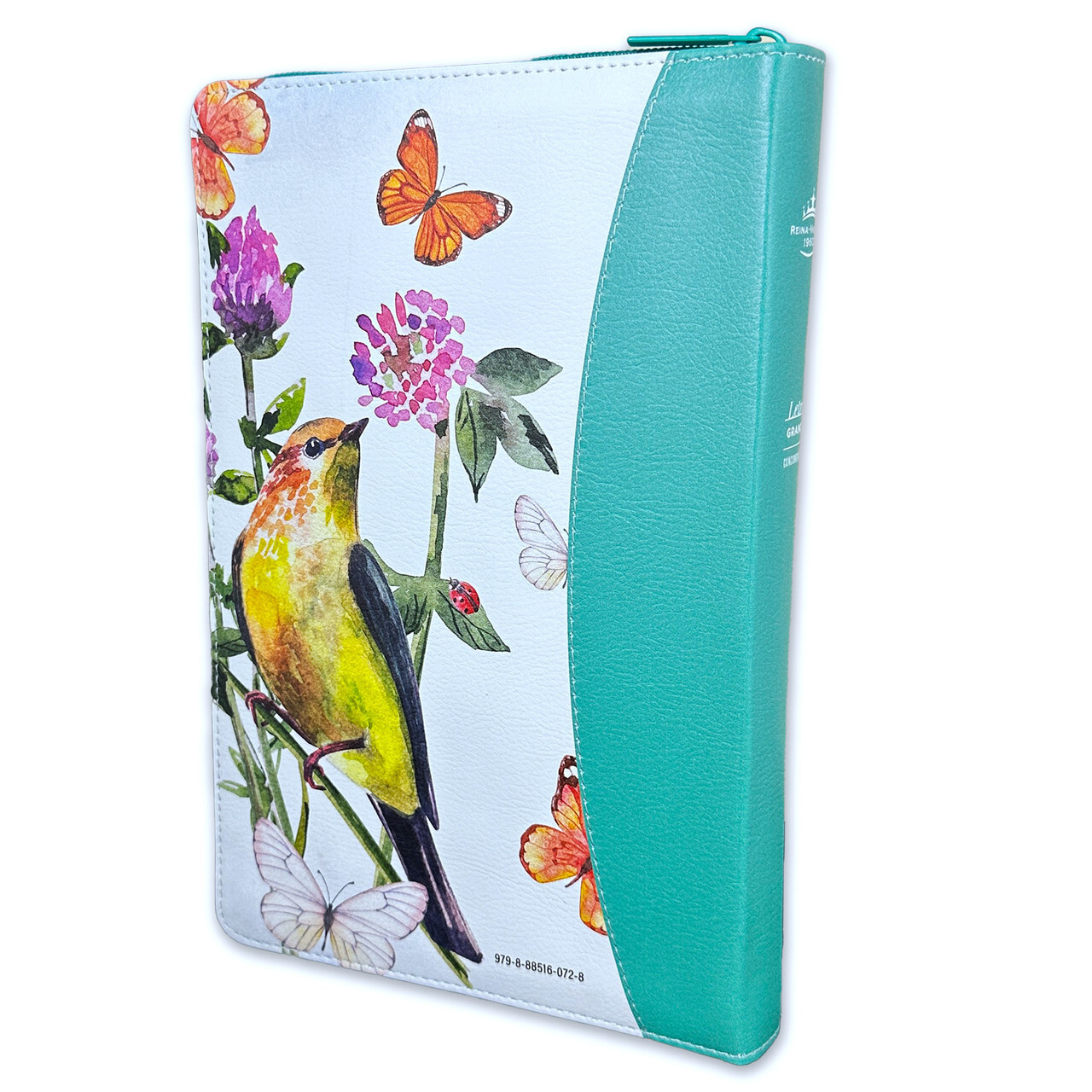 Biblia para Mujer con Cierre Letra 12 puntos RV1960 floral/mariposas con indice