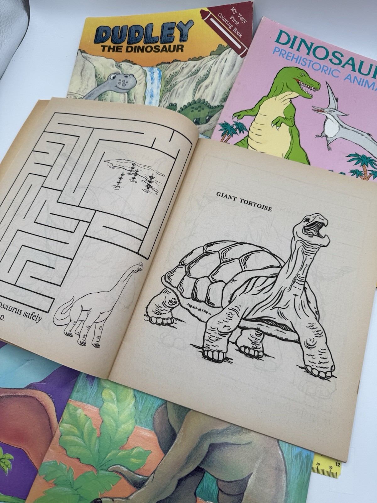 Vintage Lot of 5 DINOSAUR Coloring Books Most Unused But One Has Marks