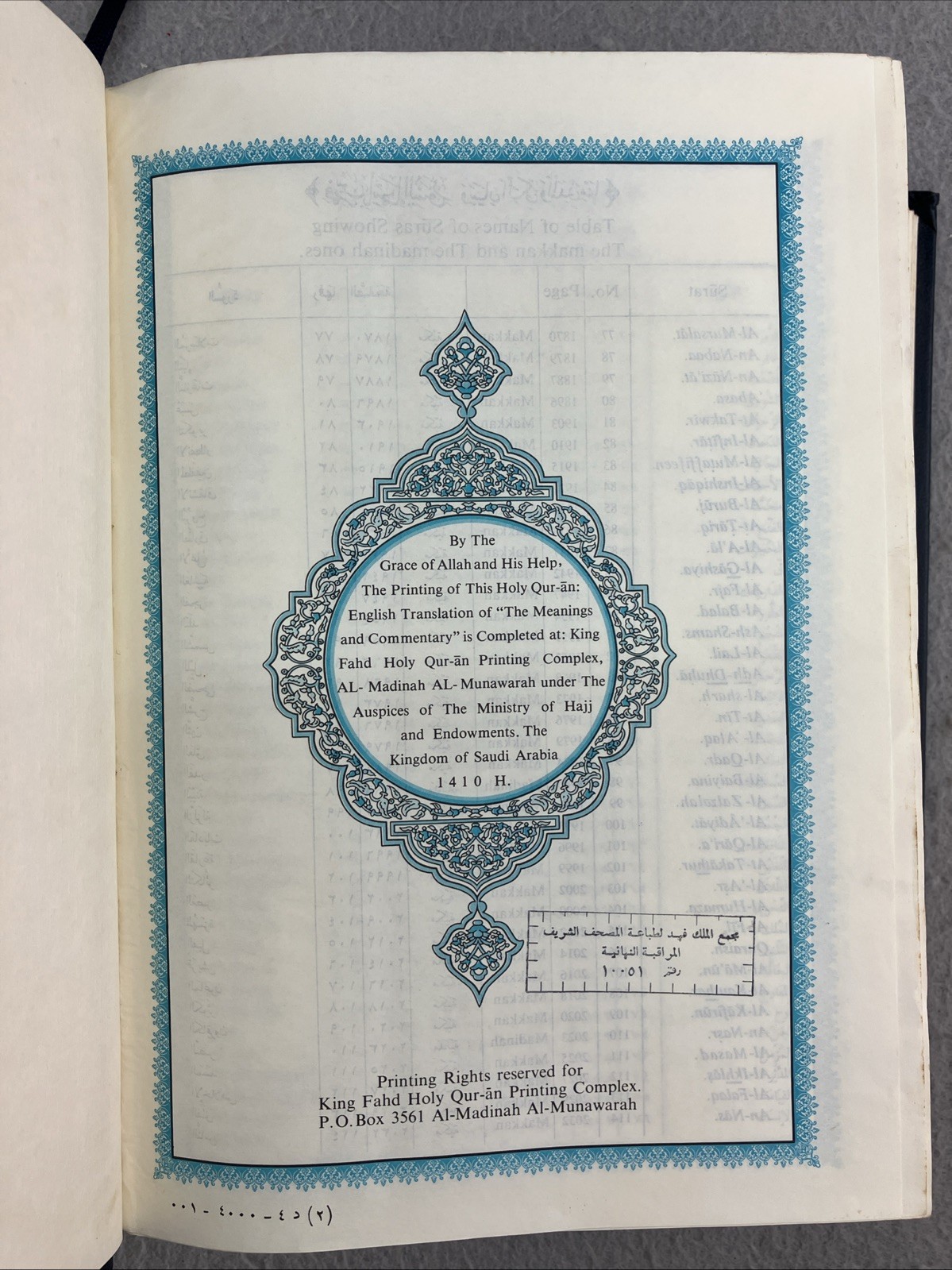 The Holy QUR-AN Arabic/English Translation of the Meanings and the Commentary