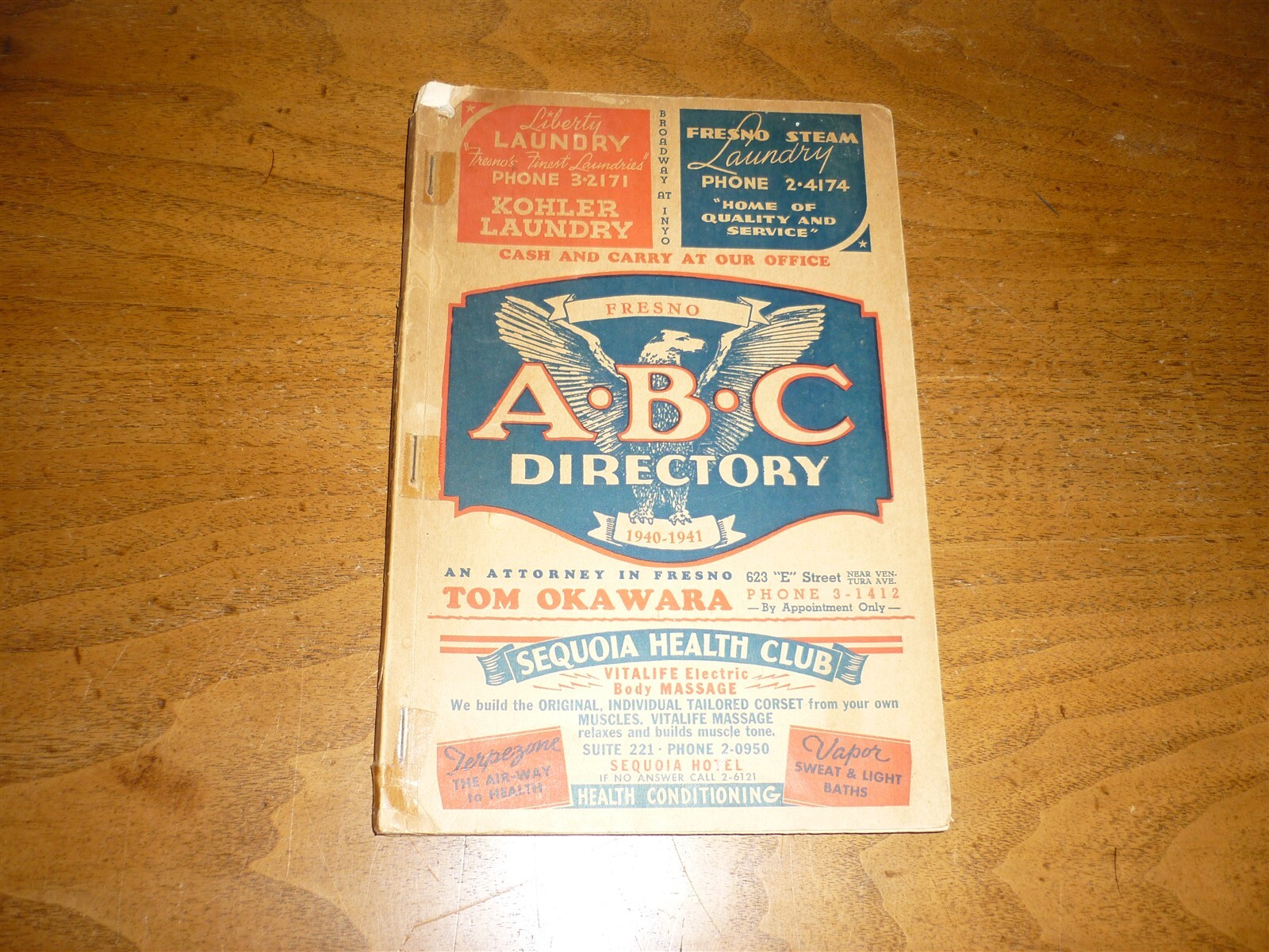 1940-1941 Fresno California ABC City Directory. 6 x 9.25″ Good copy.