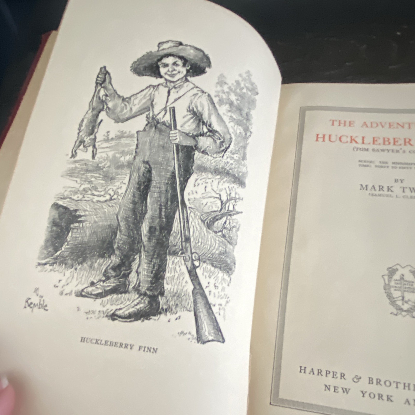 Harper & Brothers Writings of Mark Twain: Huckleberry Finn 1912 Limp Leather