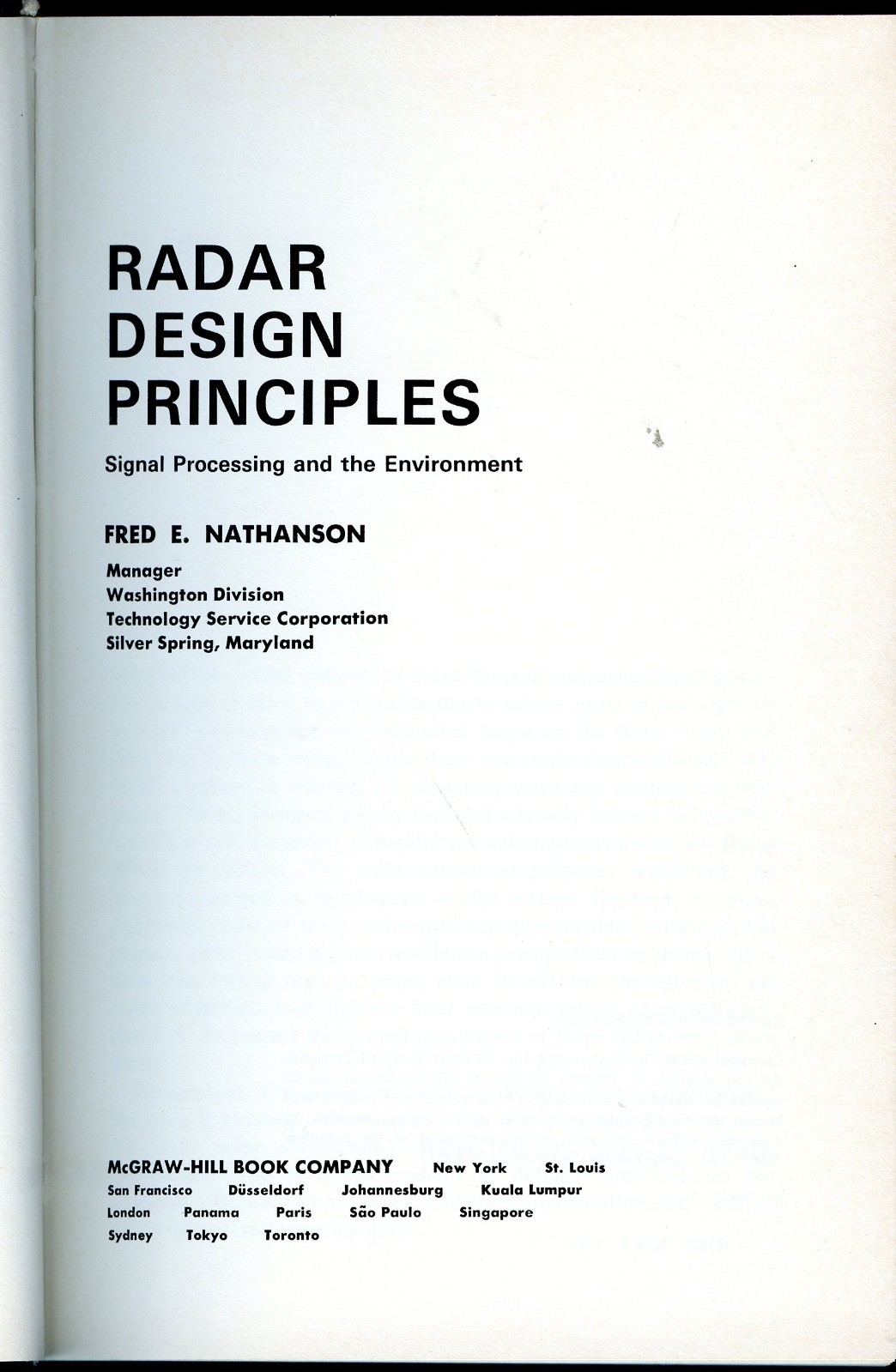 Technology -Radar Design Principles, HC Book, 1969, 626 pages