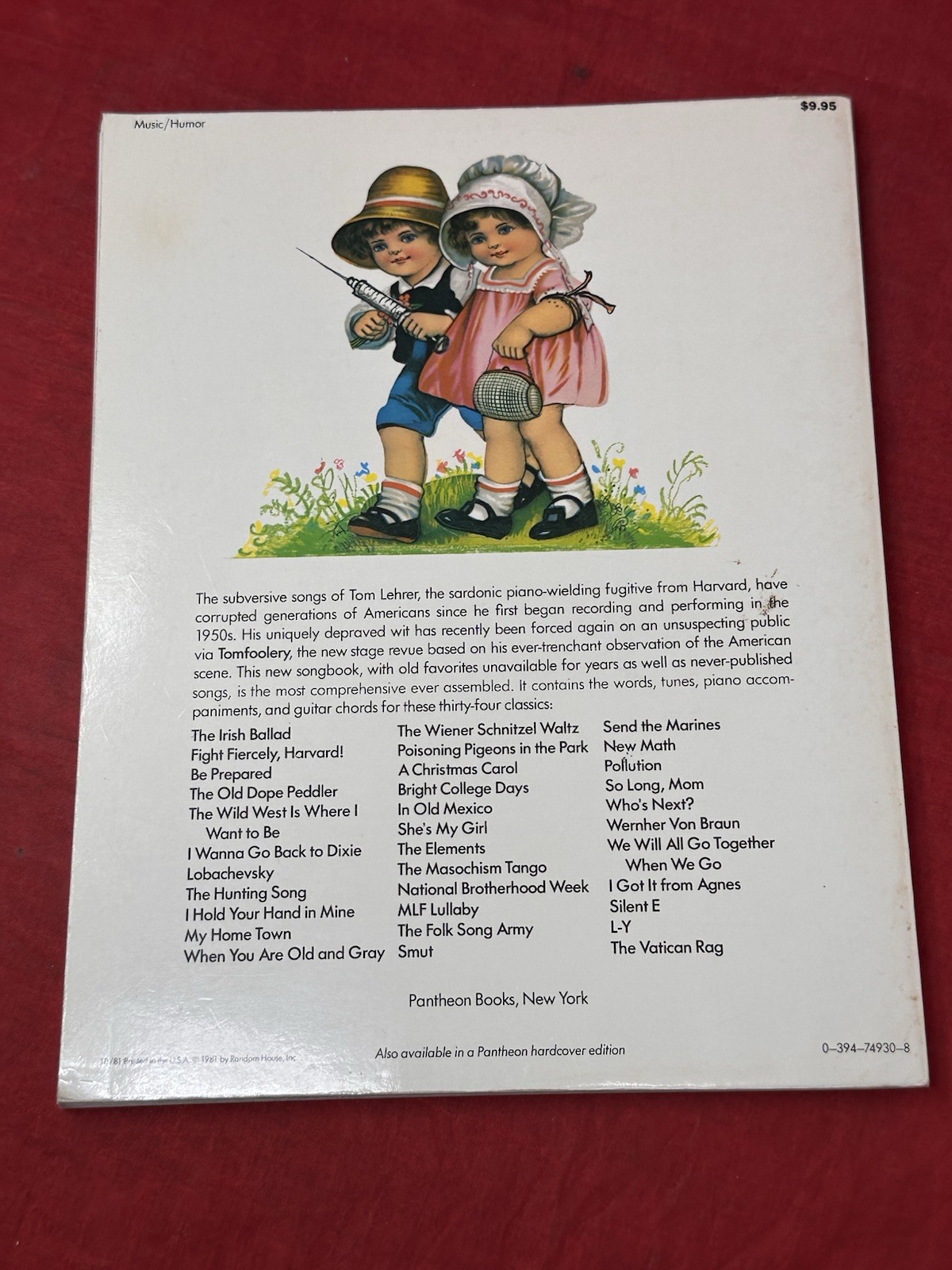 Too Many Songs by Tom Lehrer Sheet Music Song Book Funny 1981 Vintage 159 Pages