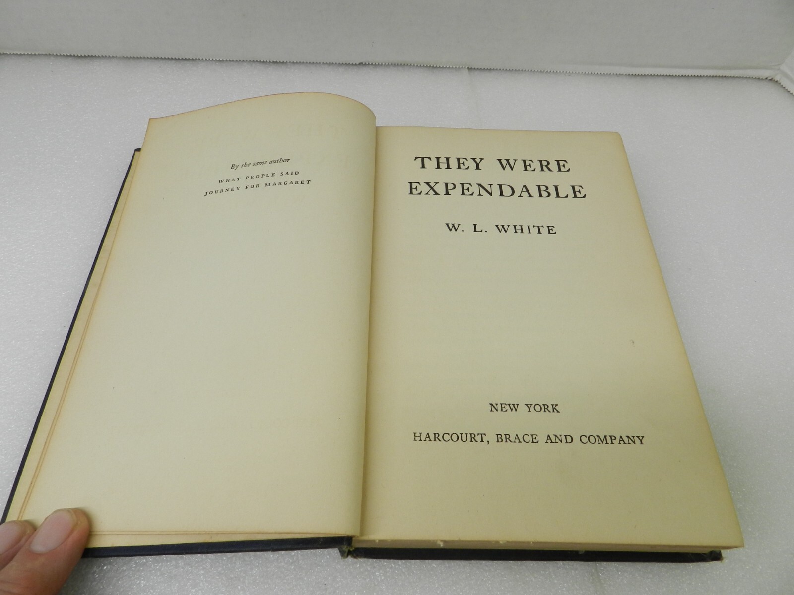 W.L. White They Were Expendable Harcourt, Brace And Company 1942 HC 1st Edition