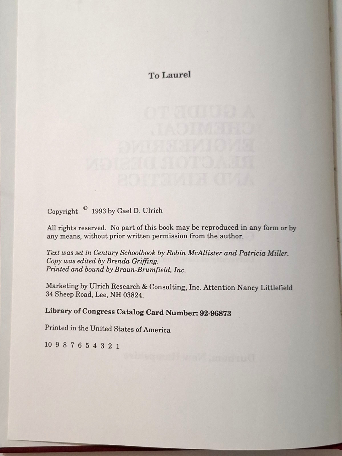 A Guide to Chemical Engineering Reactor Design and Kinetics by Gael D. Ulrich