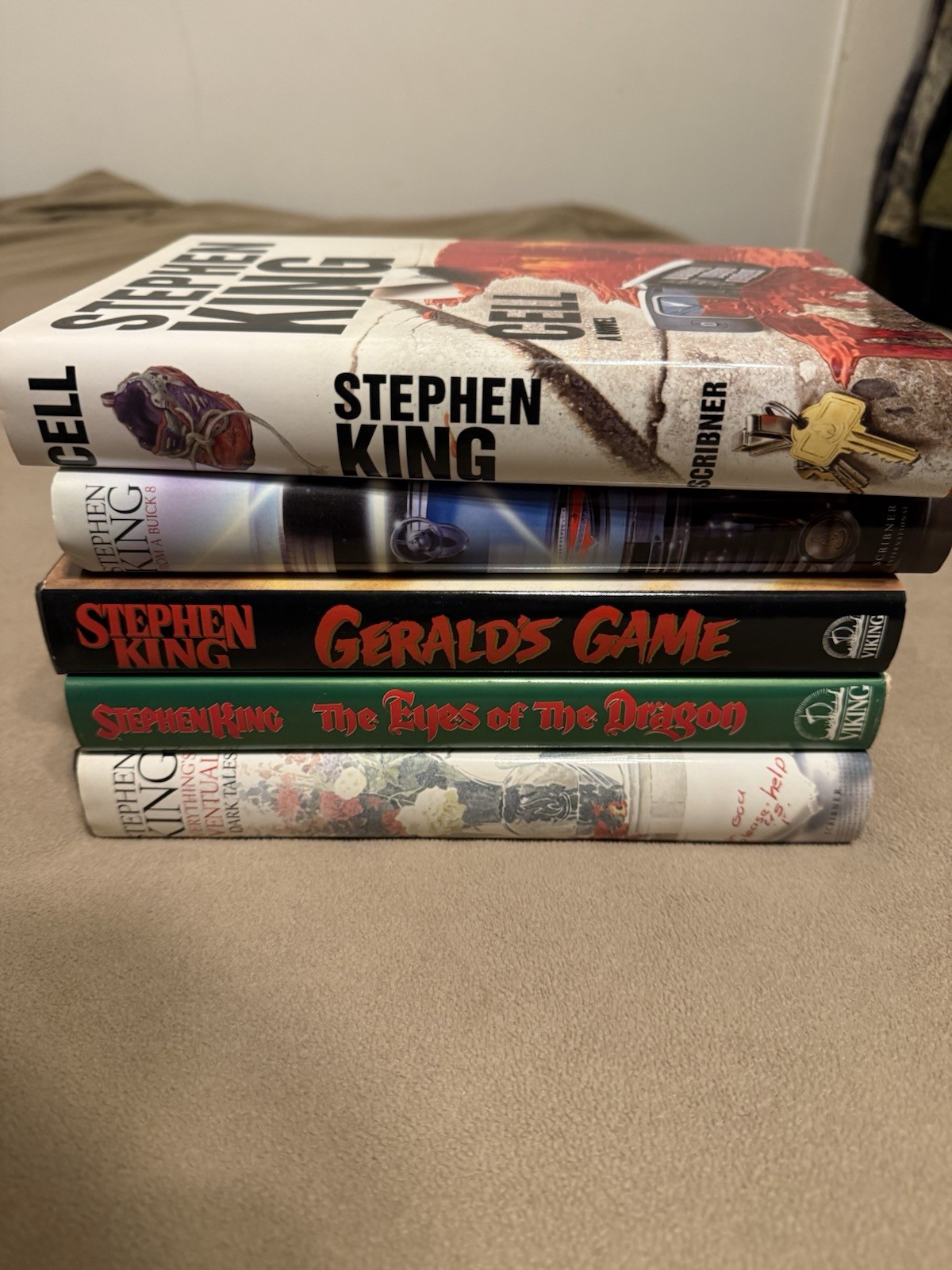 LOT OF 5 Stephen King Hardcover Book Gerald’s Game Buick Cell Eye Dragon HCDJ