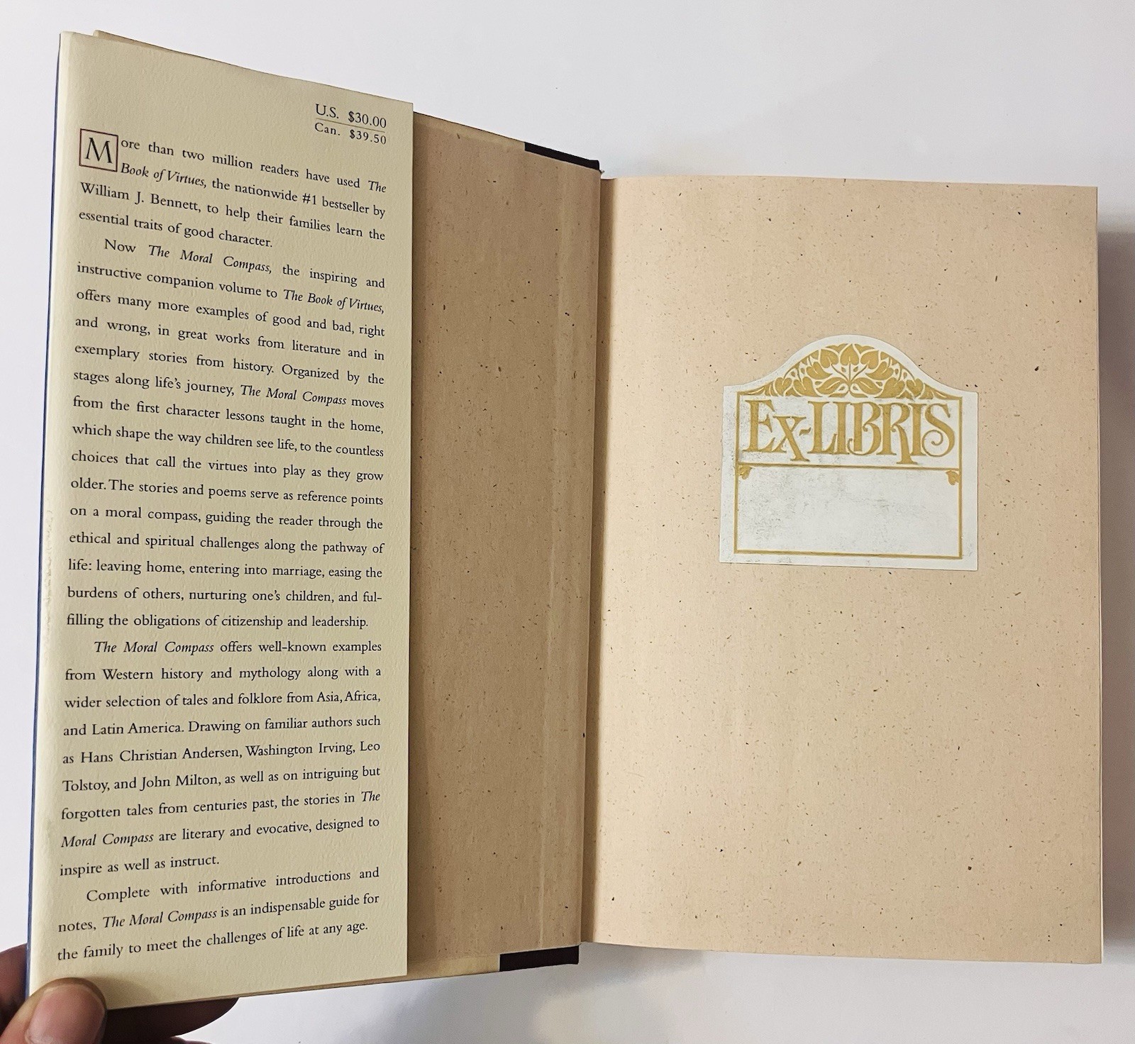 The Moral Compass – William J Bennett (1995, 1st Ed Hardcover w Dust Jacket) EXC