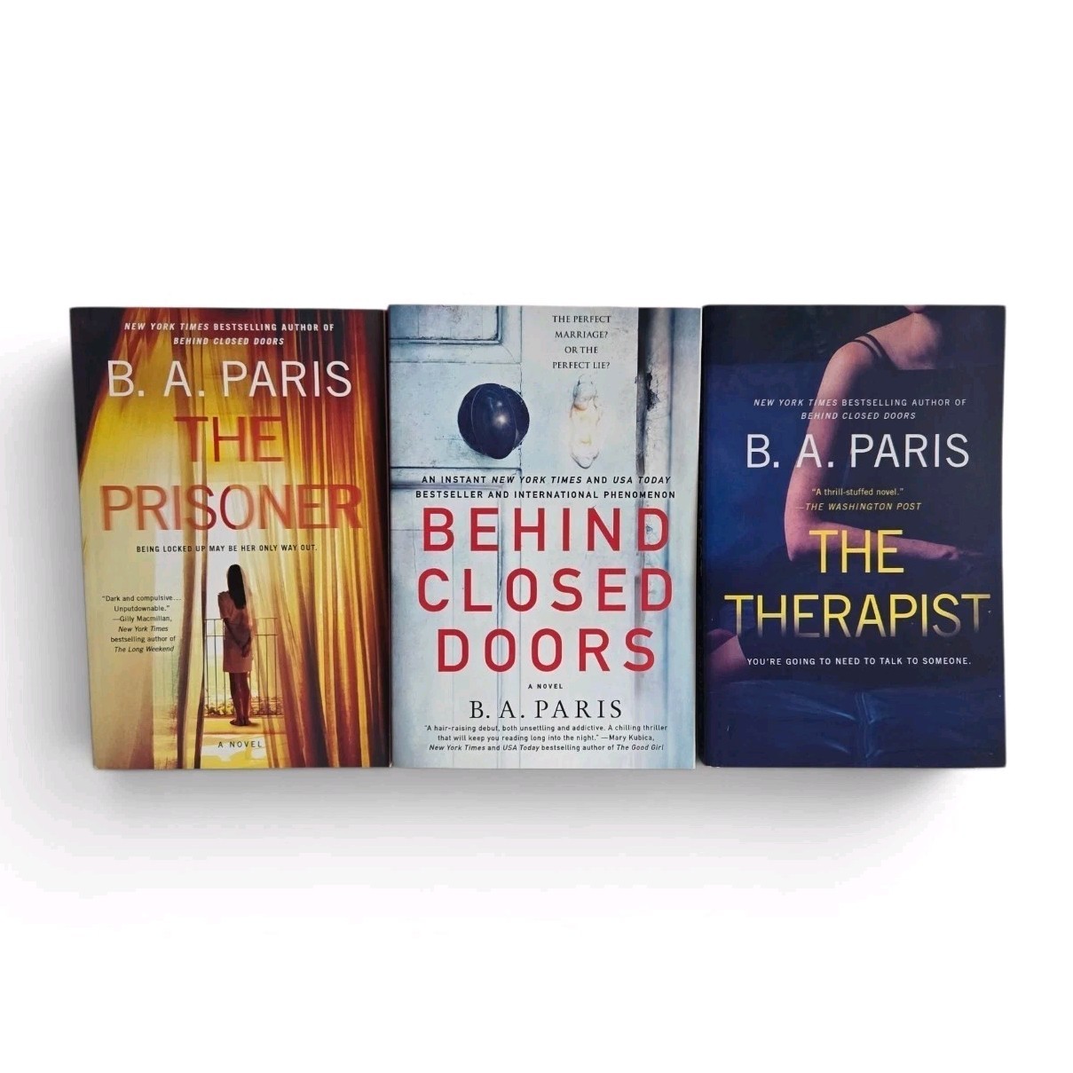 B.A. Paris 3 Book Lot Behind Closed Doors The Therapist The Prisoner PB VG