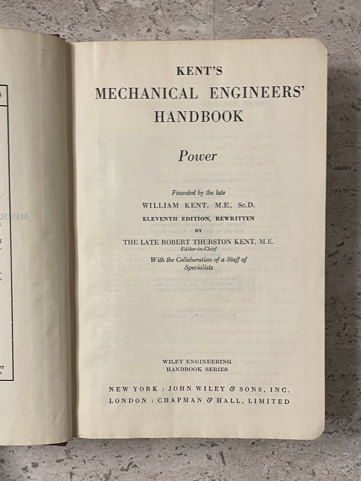 Kent’s Mechanical Engineers’ Handbook, 11th Edition, Power, 15th Printing 1949