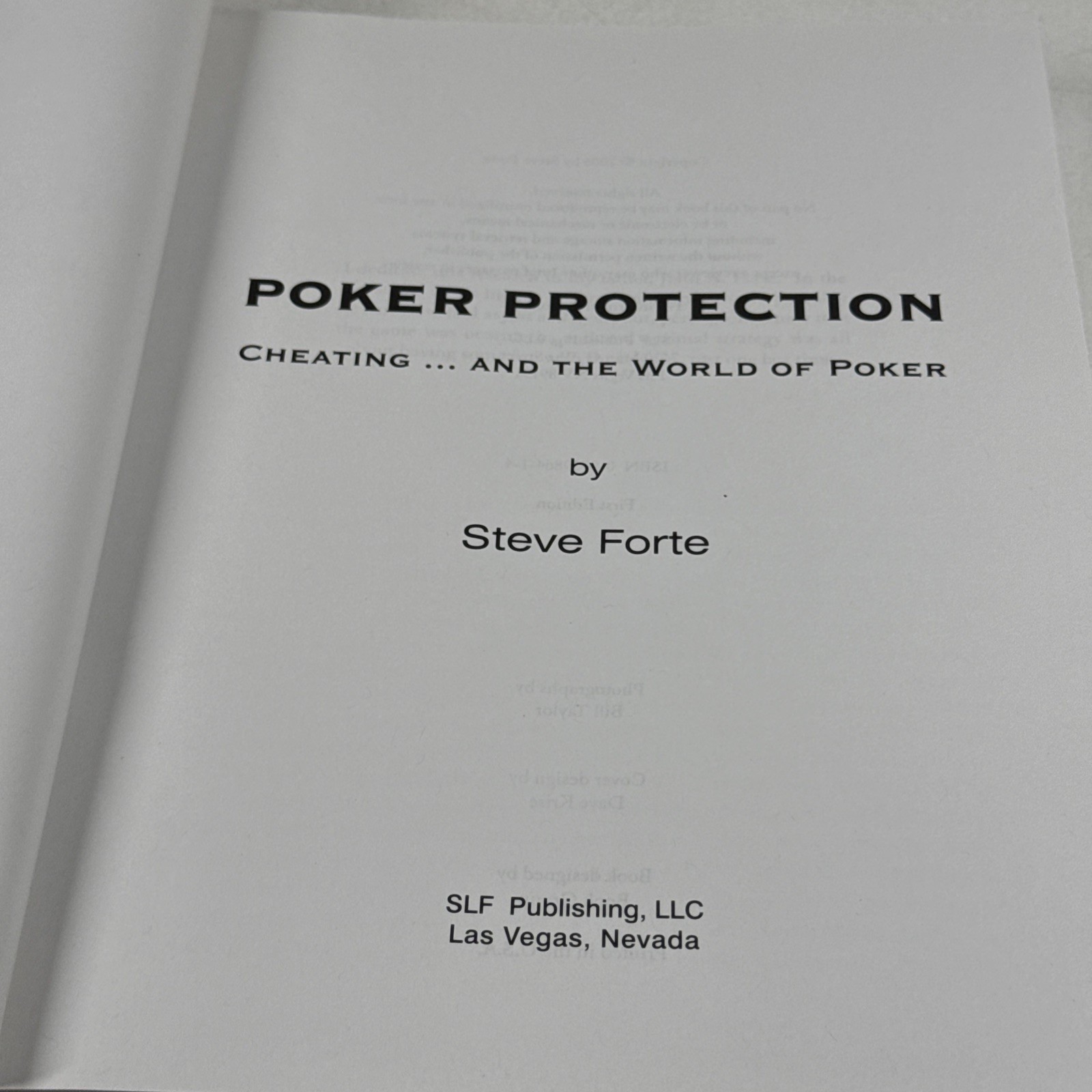 Poker Protection – Cheating . . . And the World of Poker by by Steven L Forte HC