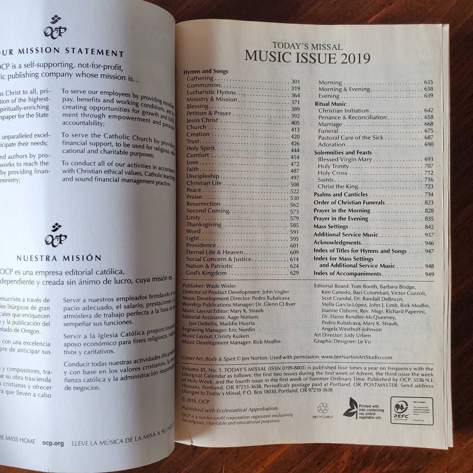 Today’s Missal Music Issue 2019 Volume 85, No. 1 OCP Oregon Catholic Press Book