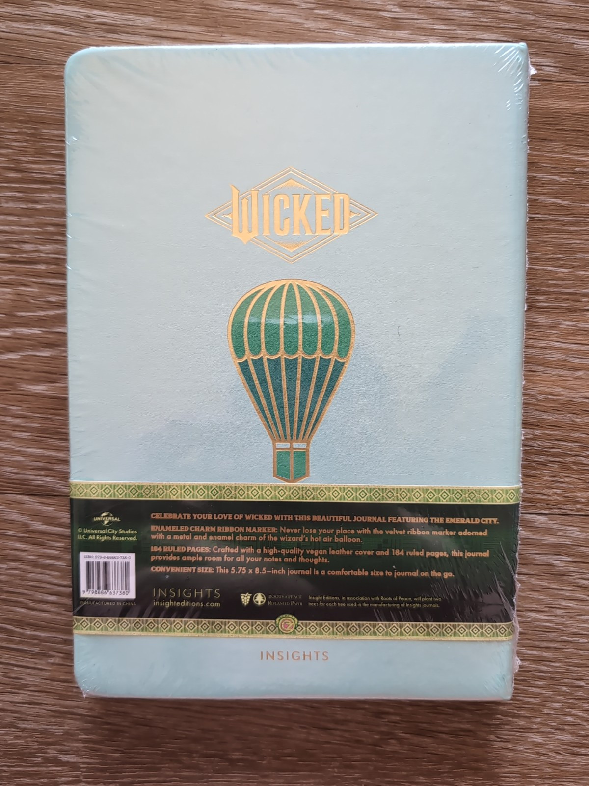 Wicked: Emerald City 184 Page Journal with Ribbon Charm & Vegan Leather Cover