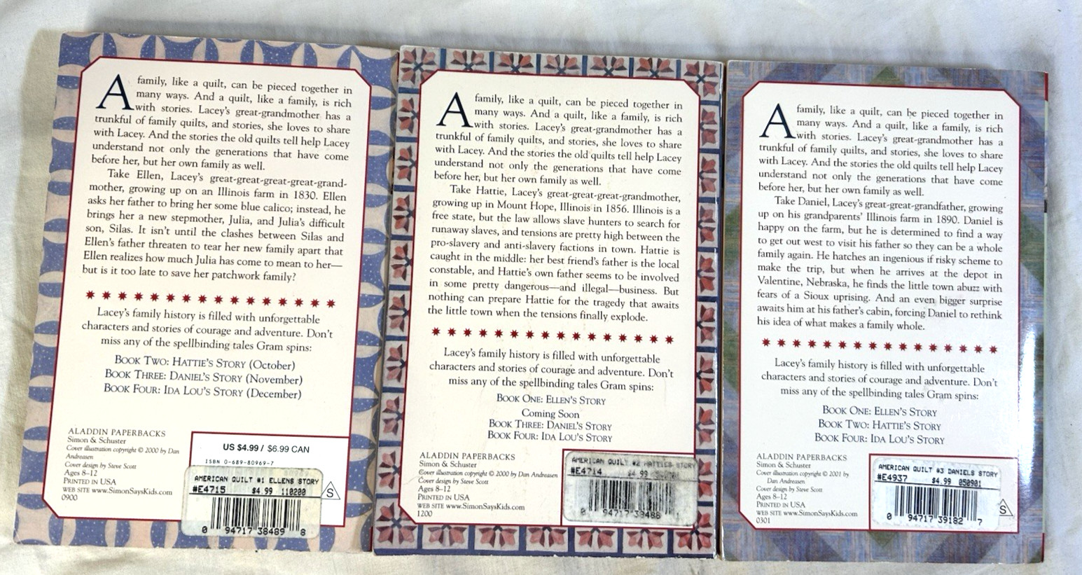 American quilts Book series by Susan E Kirby #1/2/3 PB Ellen Hattie Daniel