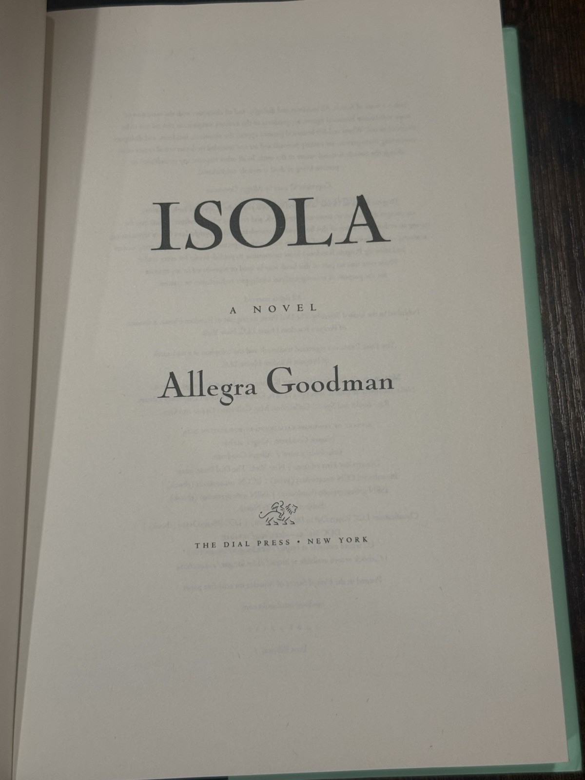 Isola: Reese’s Book Club by Allegra Goodman Hardcover First Edition