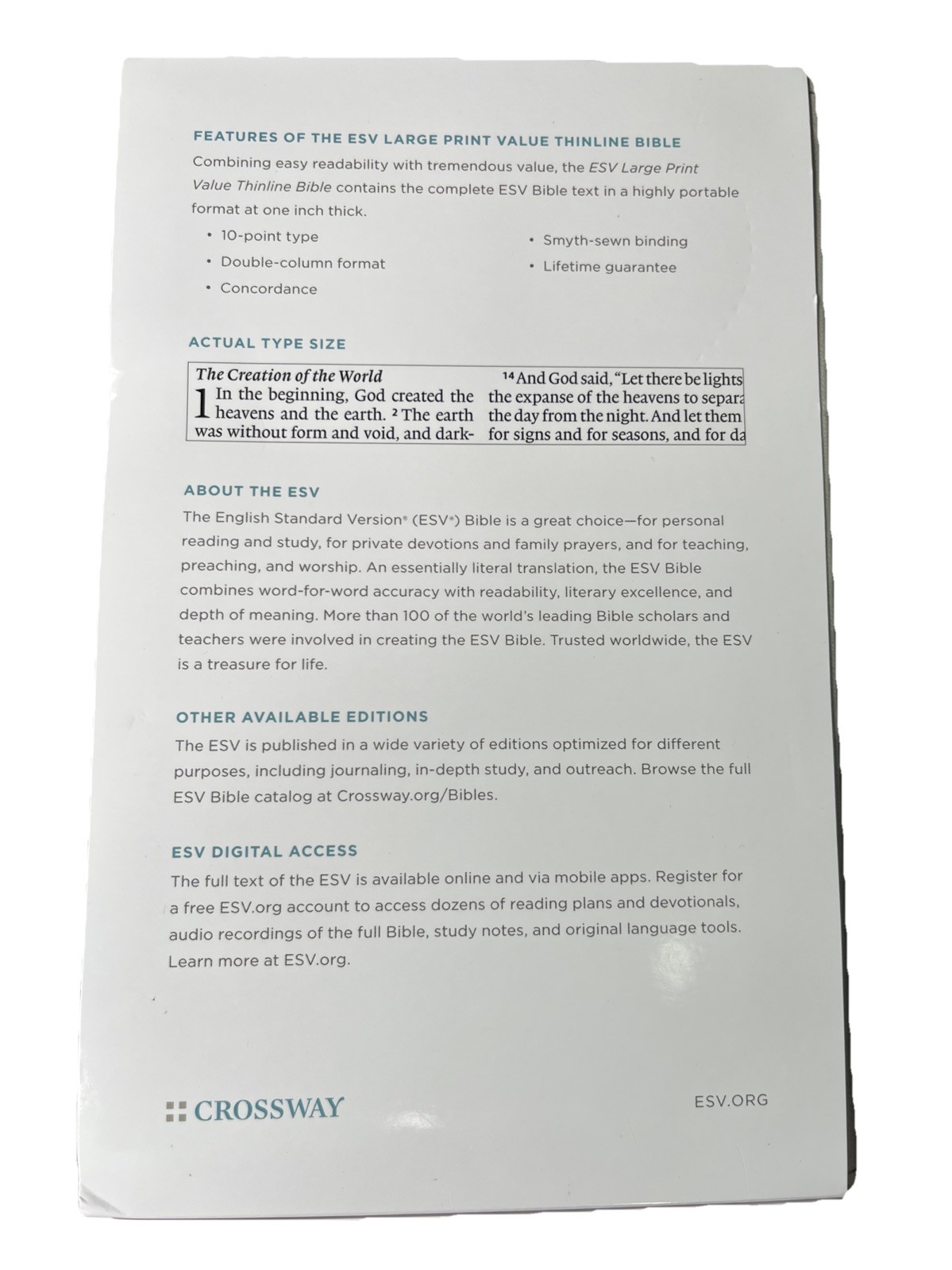 ESV Large Print Value Thinline Bible (Trutone, River Stone, Branch Design): New