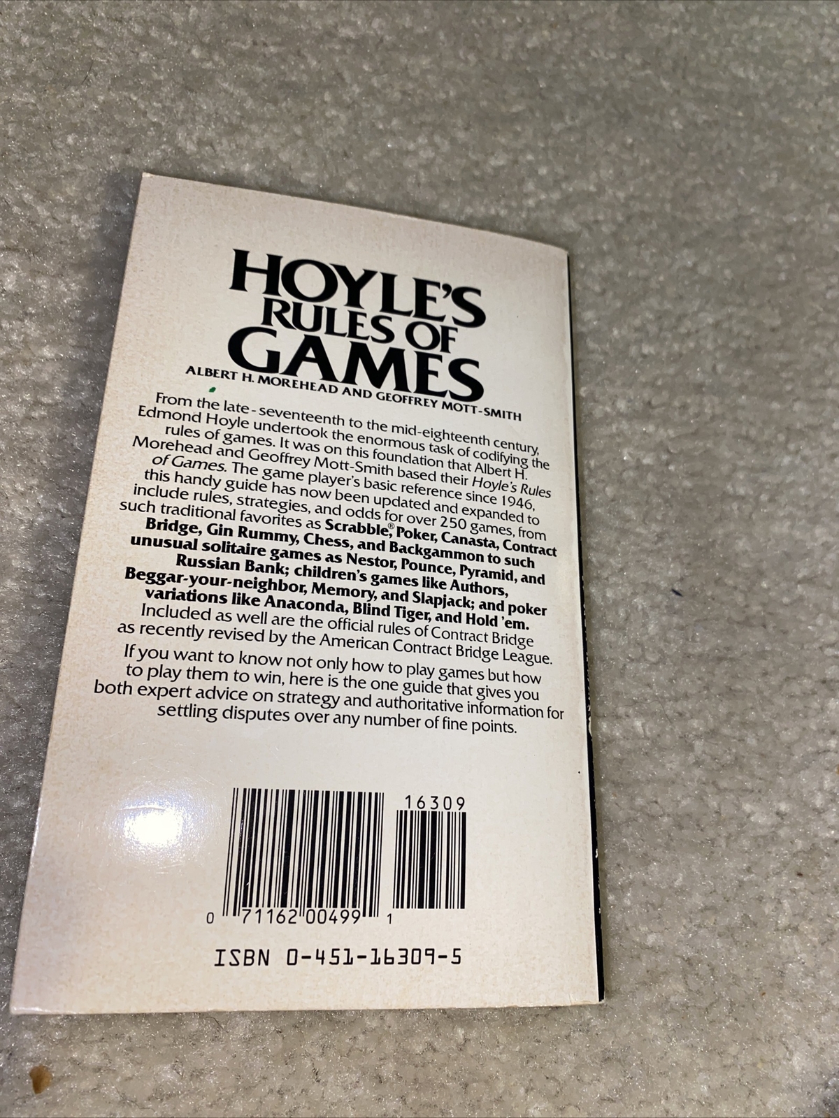 Hoyle’s Rules of Games by Geoffrey Mott-Smith and Albert H Morehead (1946, Mass)