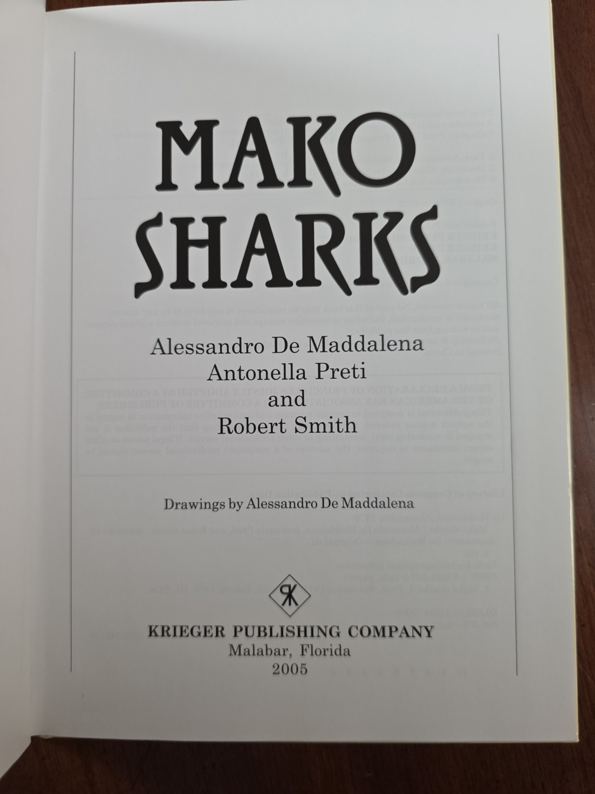 Mako Sharks 2005 Hardcover Book Maddalena Science Homeschool