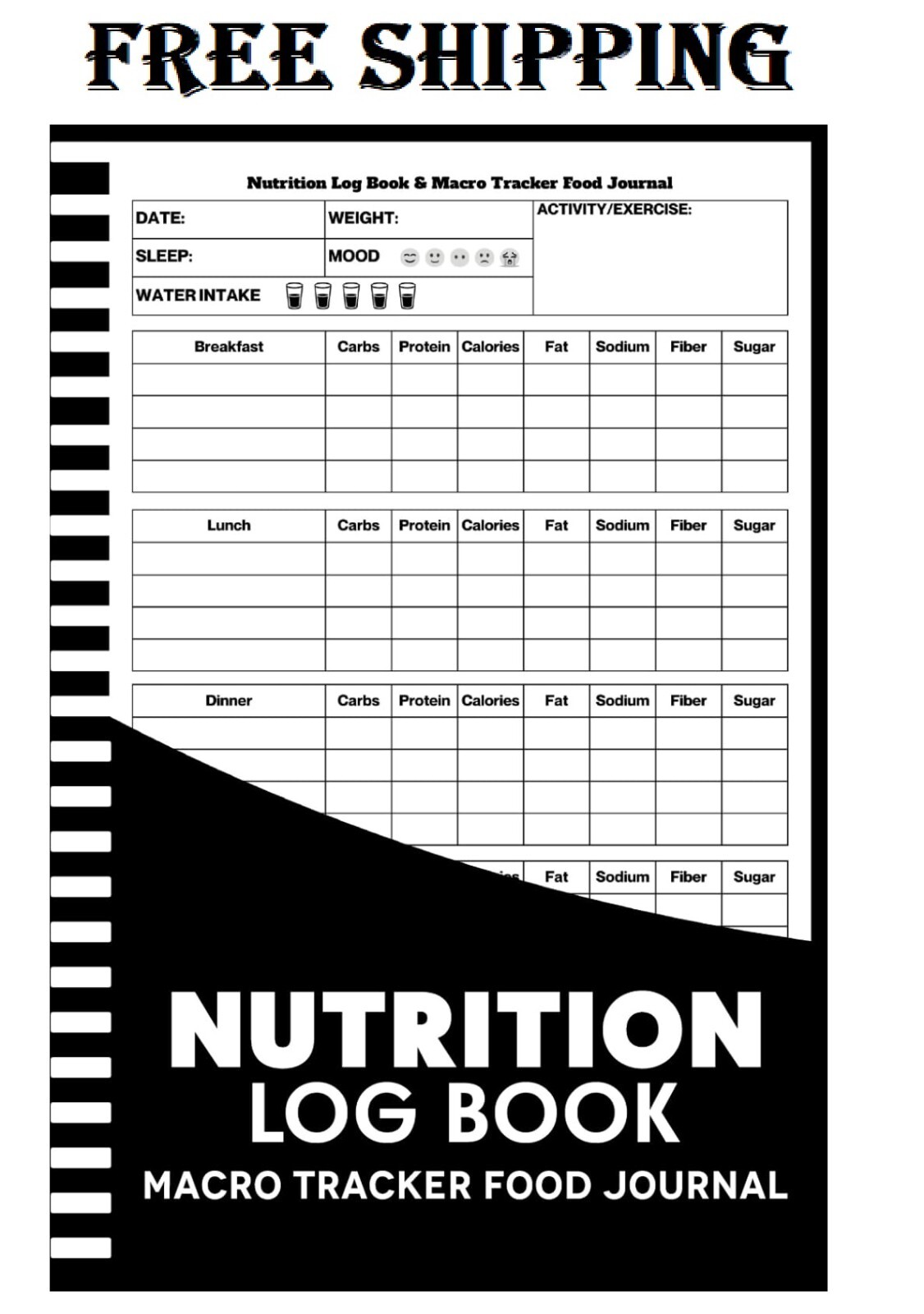 Nutrition Log Book & Macro Tracker Food Journal: Daily Food Intake Log For Keepi