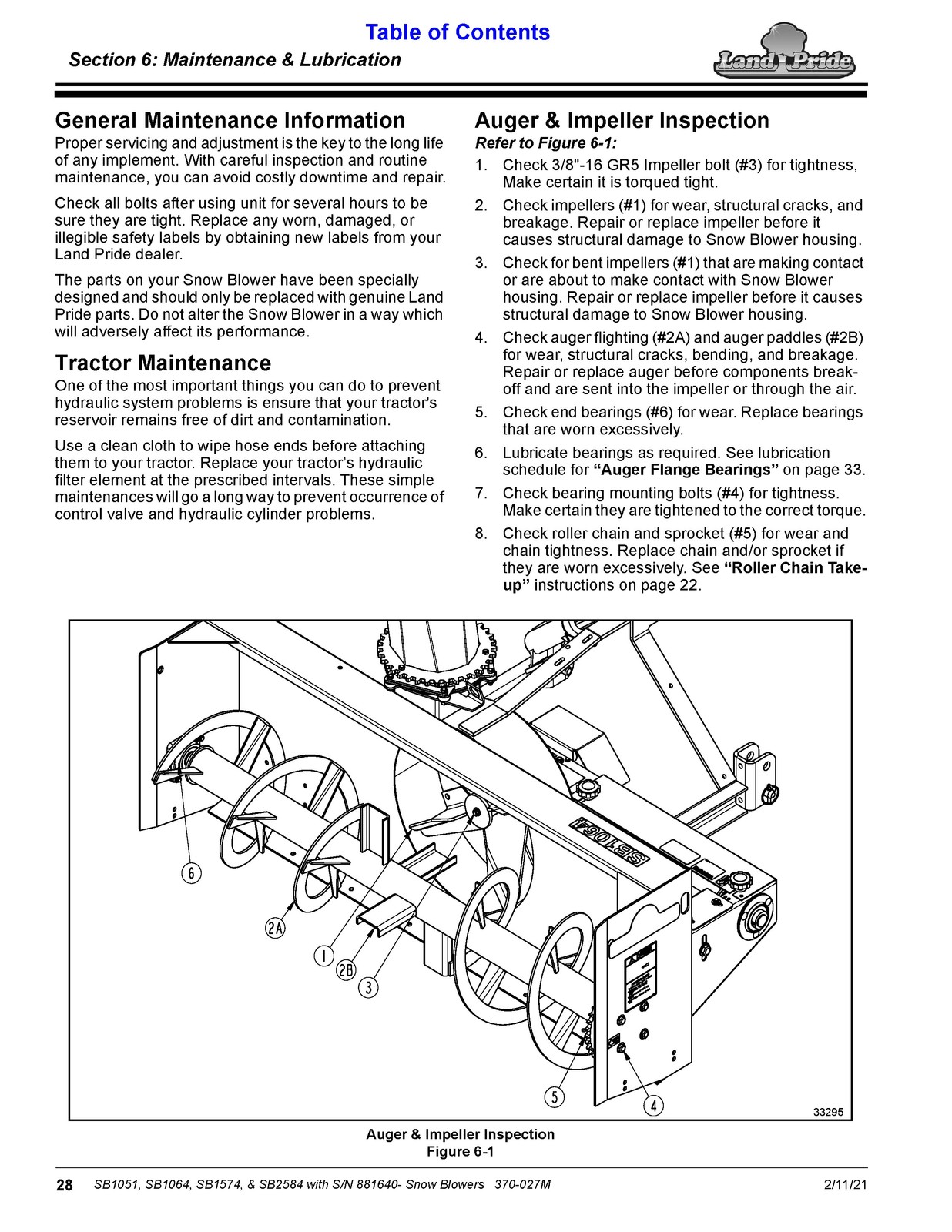 LAND PRIDE SB10 Series Snow Blowers Operators Manual 2014 – WIRE BOUND – COVERS