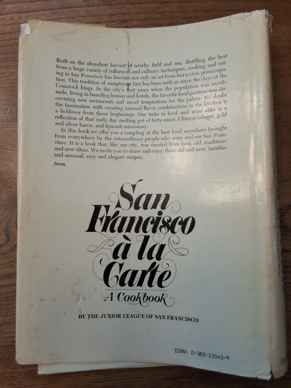 San Francisco A La Carte Cookbook Junior League Of San Francisco CA HC Vtg 1979