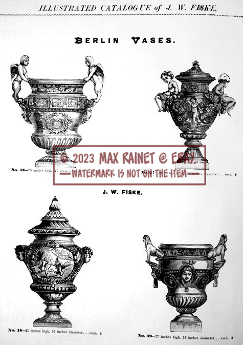 J W Fiske (1865) Ornamental Iron Vases Fountains Statues Catalog * Garden Pieces