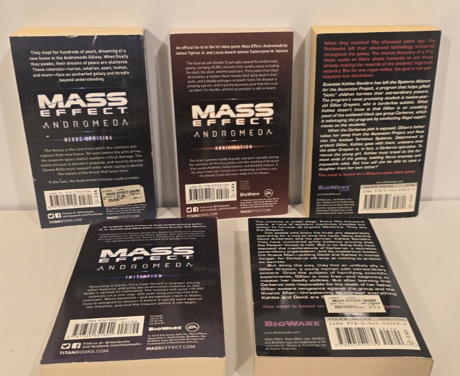 Mass Effect Paperback Books, Lot of 5 Mass Market Books.