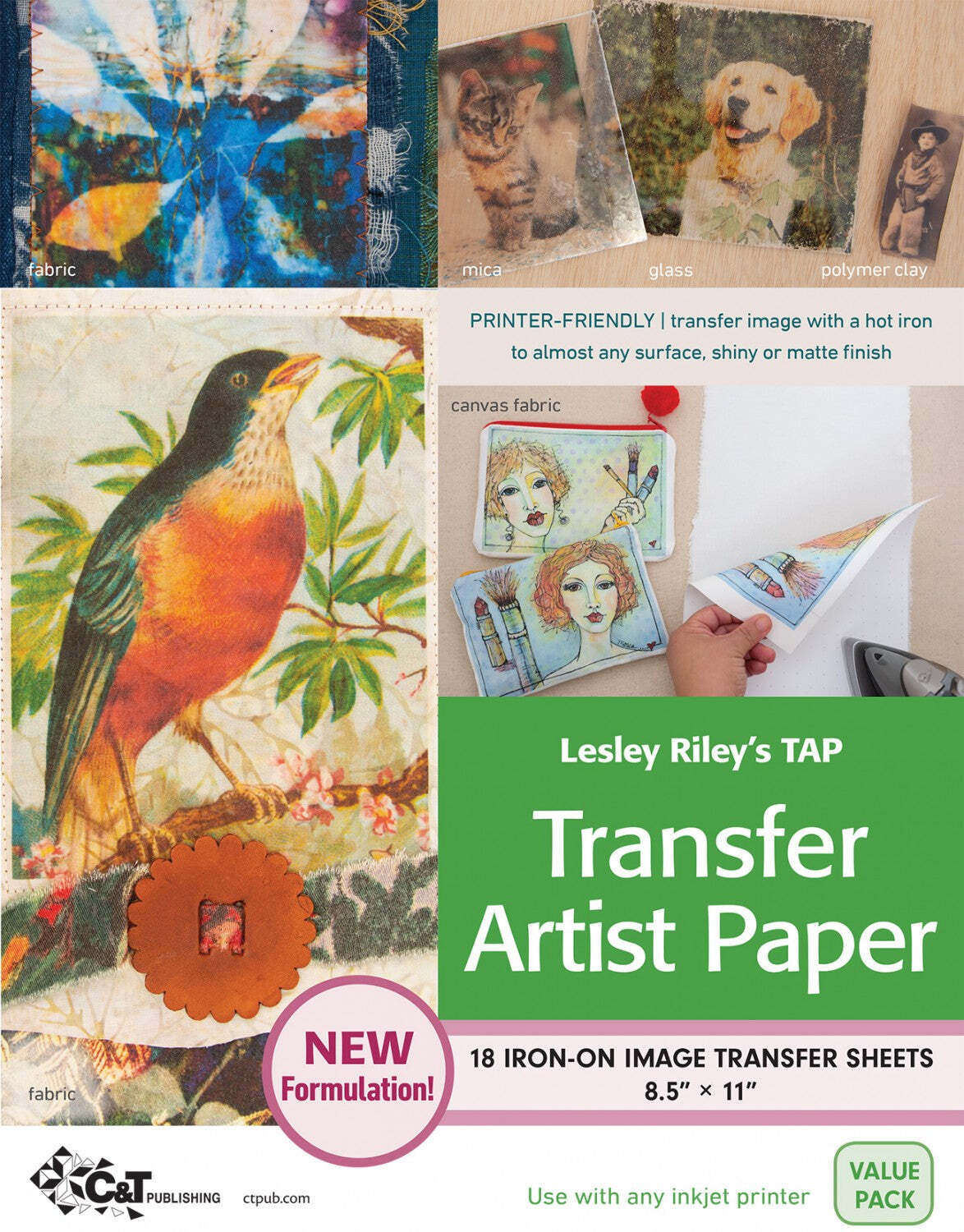 Lesley Riley’s TAP Transfer Artist Paper 8-1/2-Inch x 11-Inch 18 Pack by C&T Pub