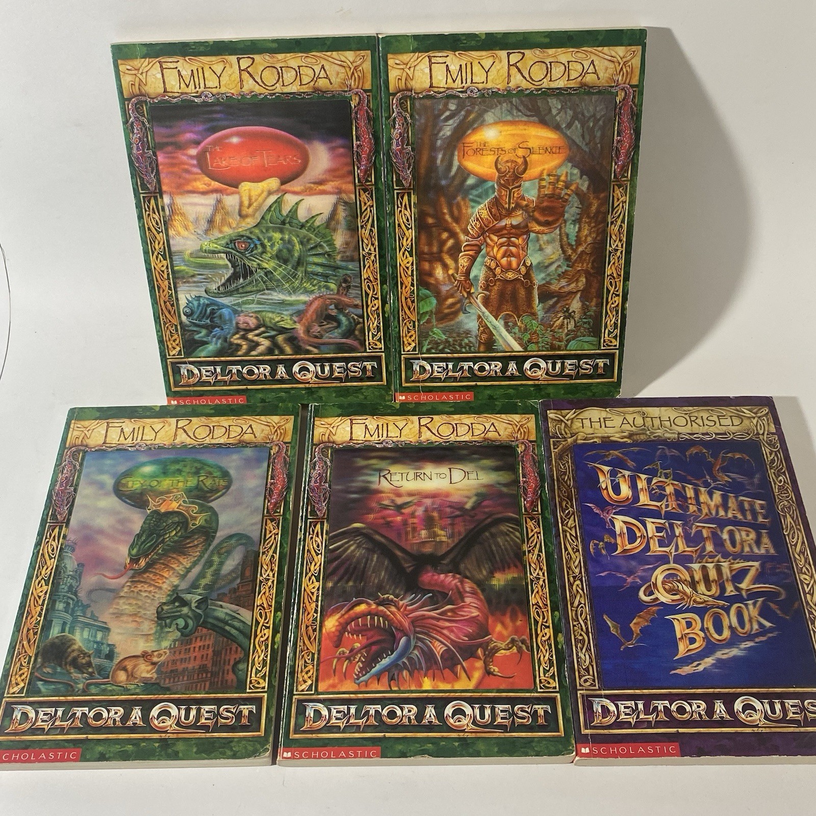 Deltora Quest 3 Books 1 2 3 8 + Quiz Book Holographic Cover Art Emily Rodda PB