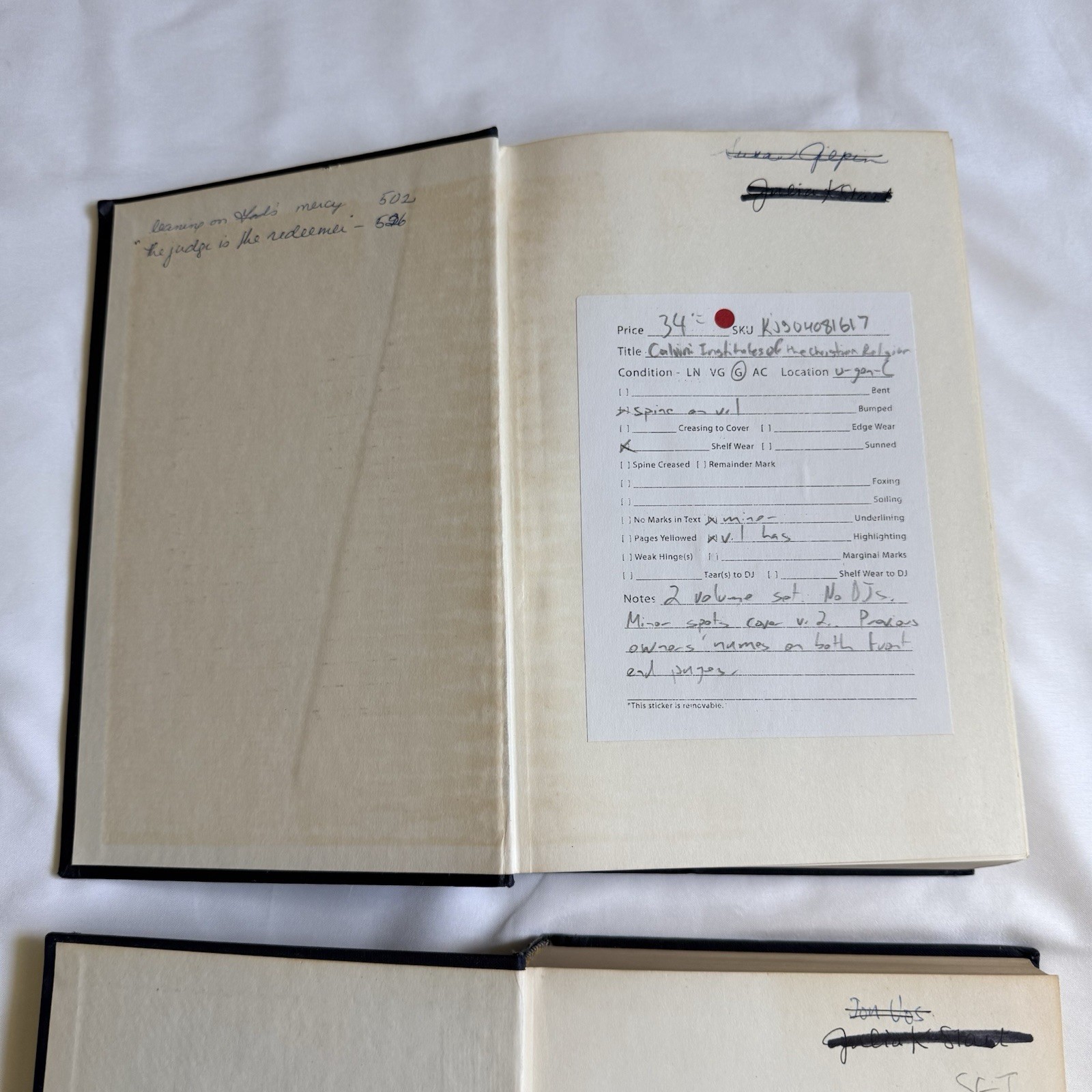 Calvin’s Institutes Of The Christian Religion Vol 1 & 2, 1960 Westminster Press