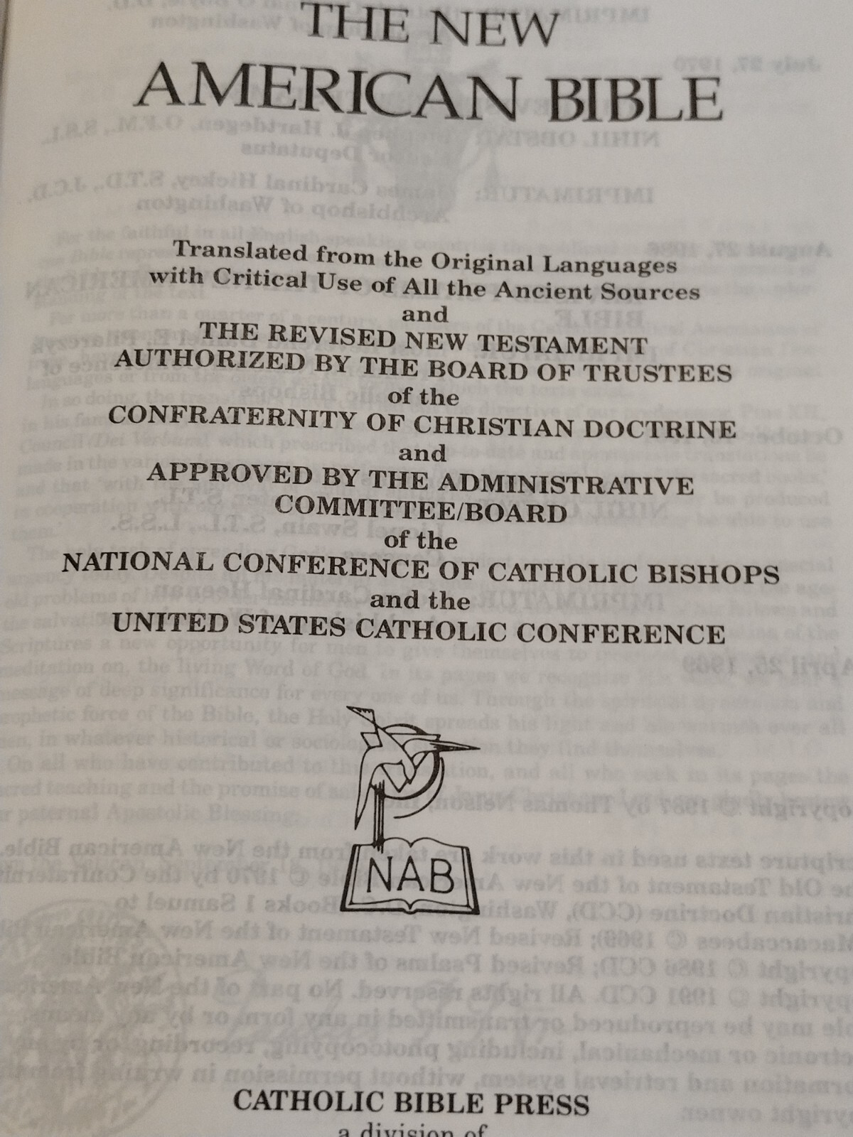 Holy Bible New American Standard Catholic Bible Press 9033 Thomas Nelson