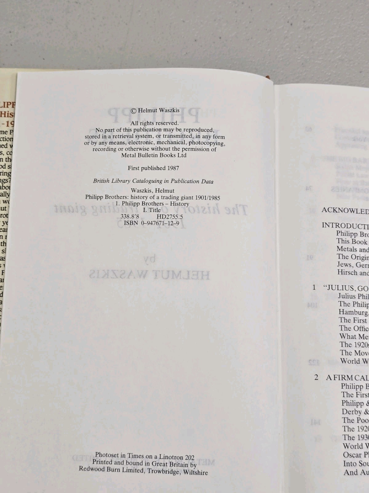 Philipp Brothers: The History of A Trading Giant 1901-1985 – Helmut Waszkis RARE