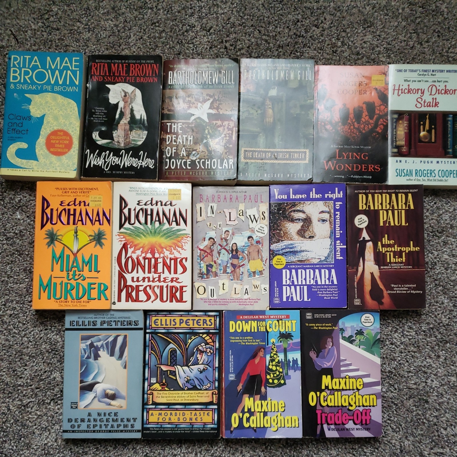 Lot of 15 Cozy Mystery PB Books Mixed Authors Peters/Gill/Cooper/Paul/Buchanan