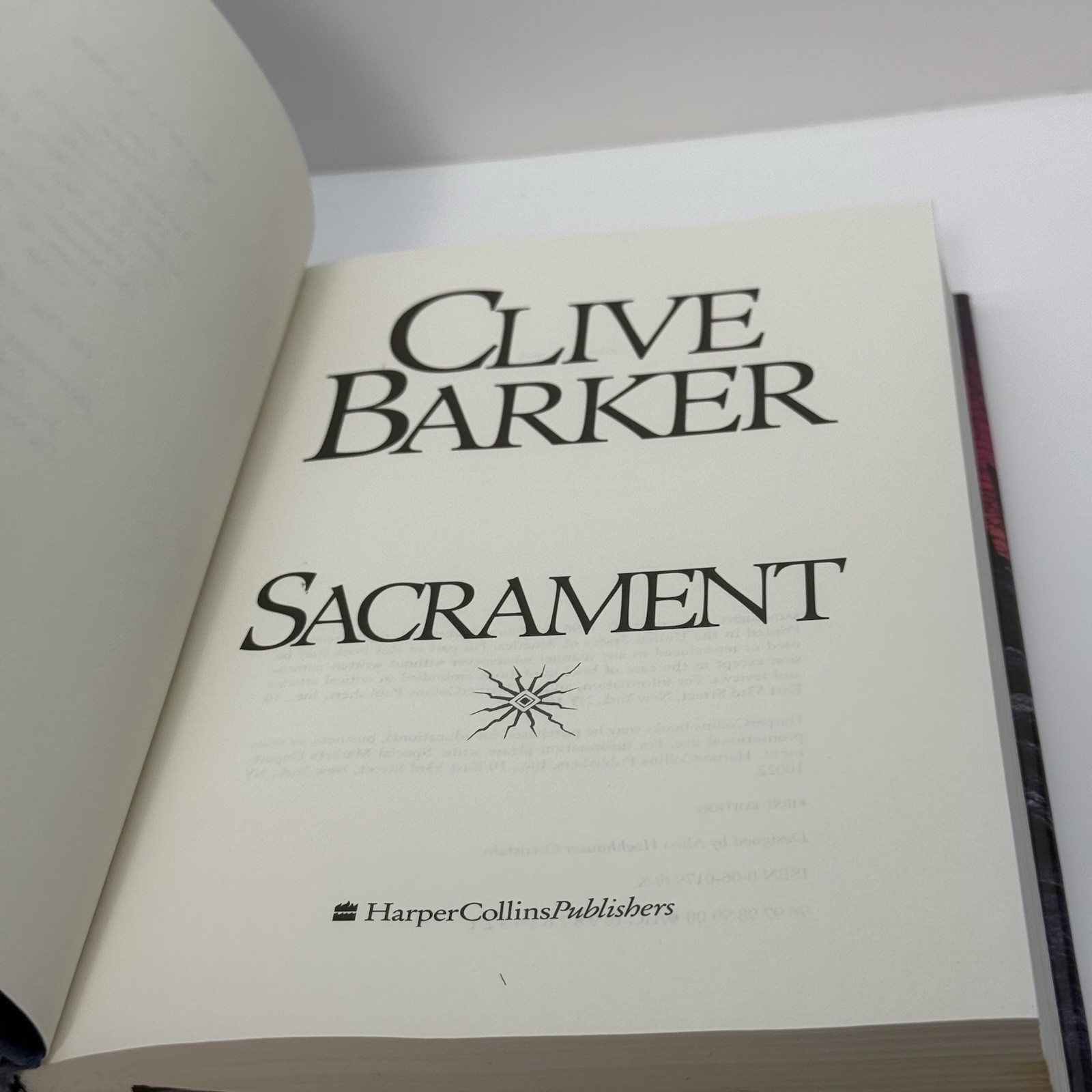 CLIVE BARKER: Sacrament ( 1st edition 1st Printing HCDJ) Clive Barker