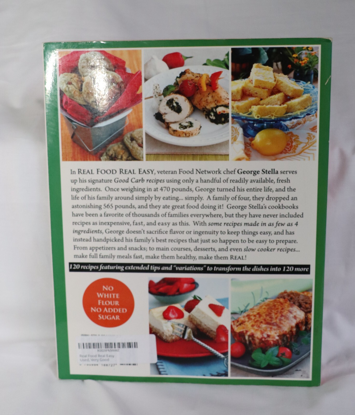 Lot of 2 Books Low Carb 1-2-3, Rozanne Gold & Real FOOD REAL EASY, George Stella