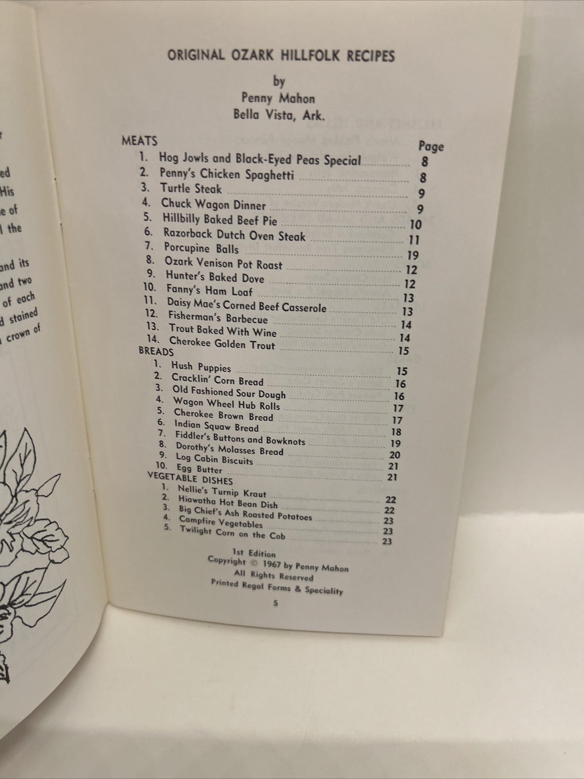Penny’s Ozark Kitchen Cookbook Penny Mahon Arkansas Razorbacks Vintage 1969 PB