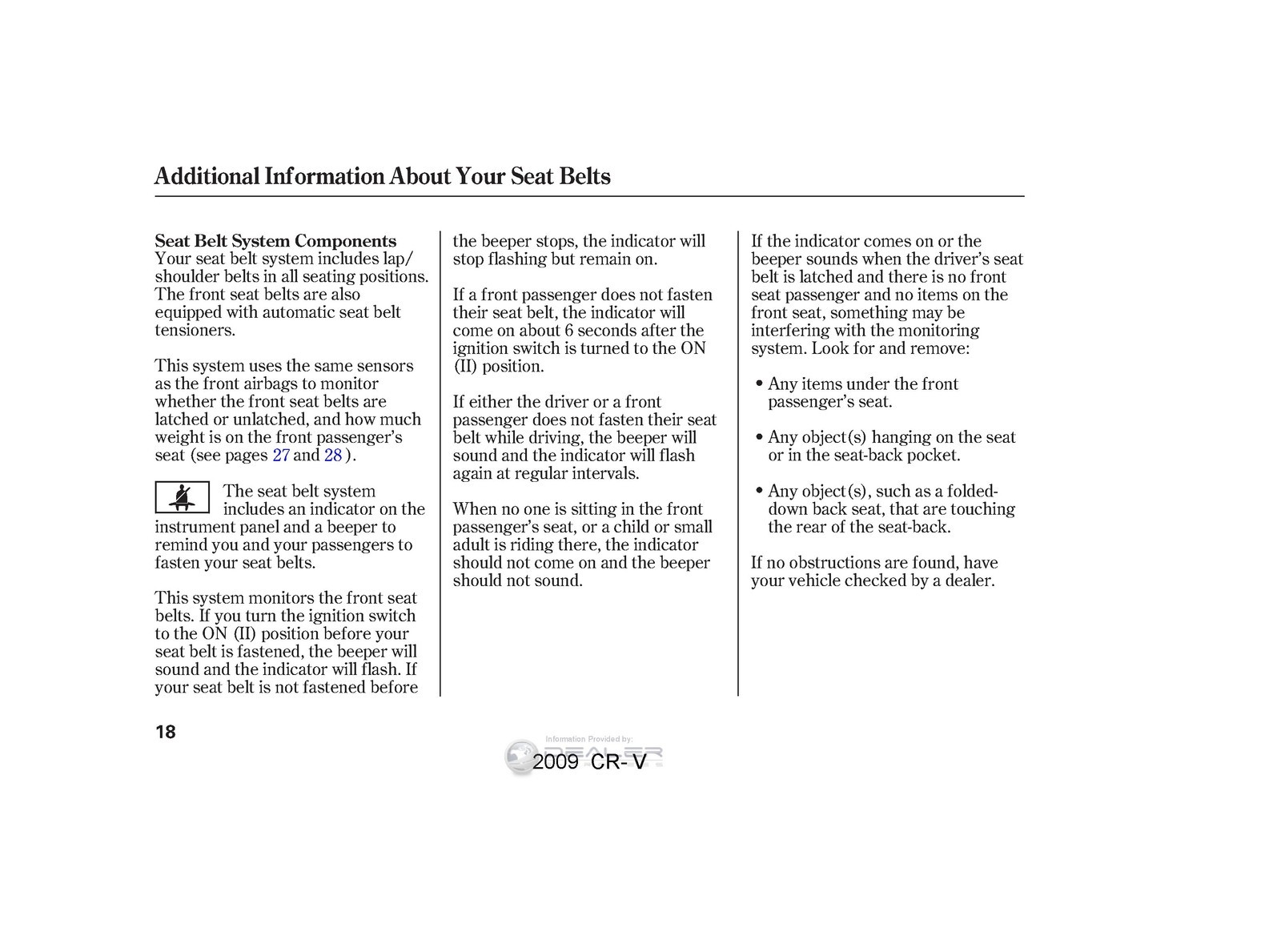 HONDA 2009 CR-V Owners Manual – STEEL WIRE BINDING – PROTECTIVE COVERING