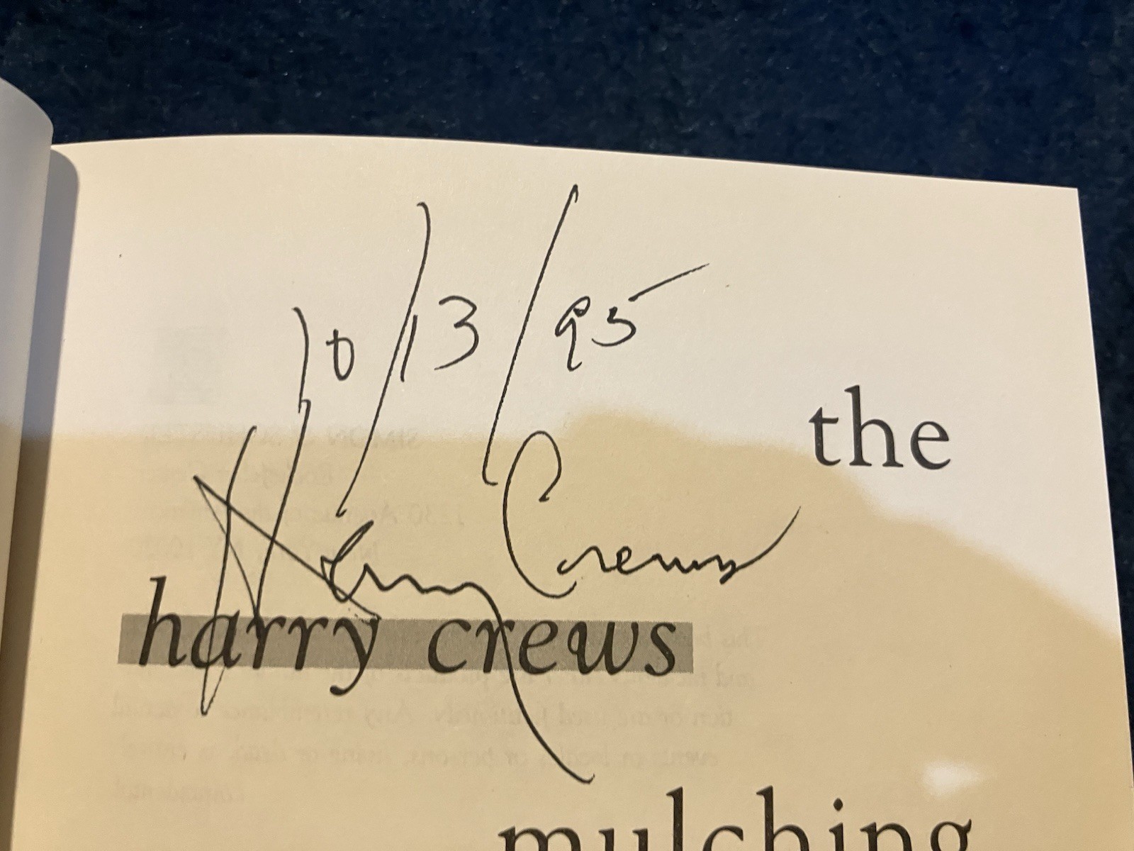 Harry Crews SIGNED The Mulching of America 1st / 1st HC unclip. DJ NEW UNREAD